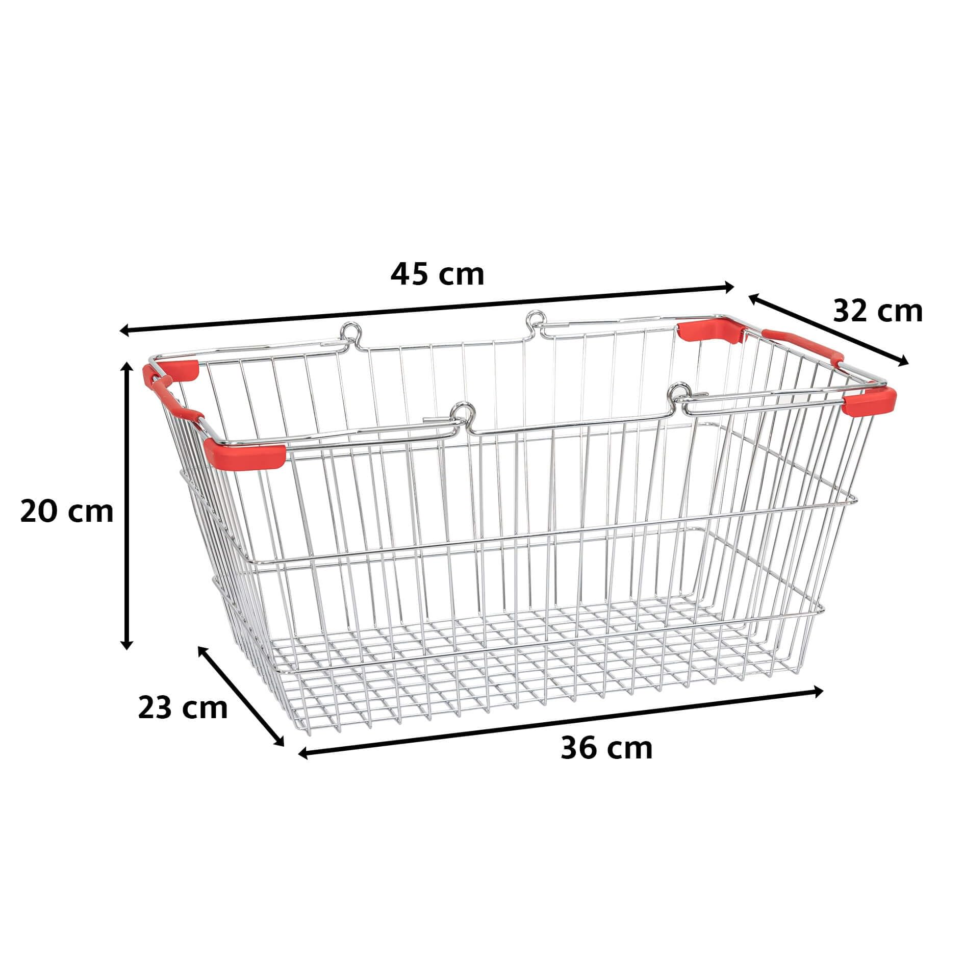 Metall-Einkaufskörbe 20er Set 22L mit Sammelwagen schwarz | 20 Körbe mit Griff, Tragekorb, Einkaufskorb, 30 kg belastbar, stapelbar, Metallkörbe, rollbarer Korbstapelwagen, Sammelwagen