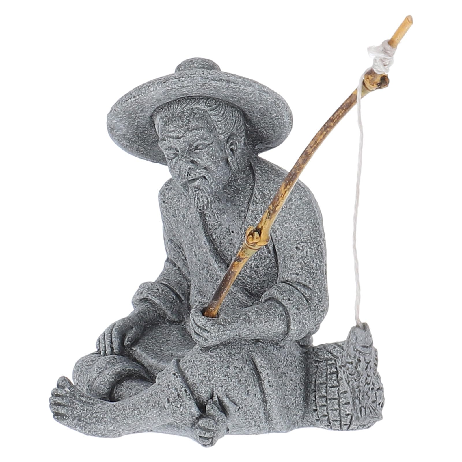 Beaupretty Japanese Garden Ornaments Featuring A Lifelike Small Fisherman Craft Decorative Figurines for Patios and Home with Detailed Realism and Artistic Charm
