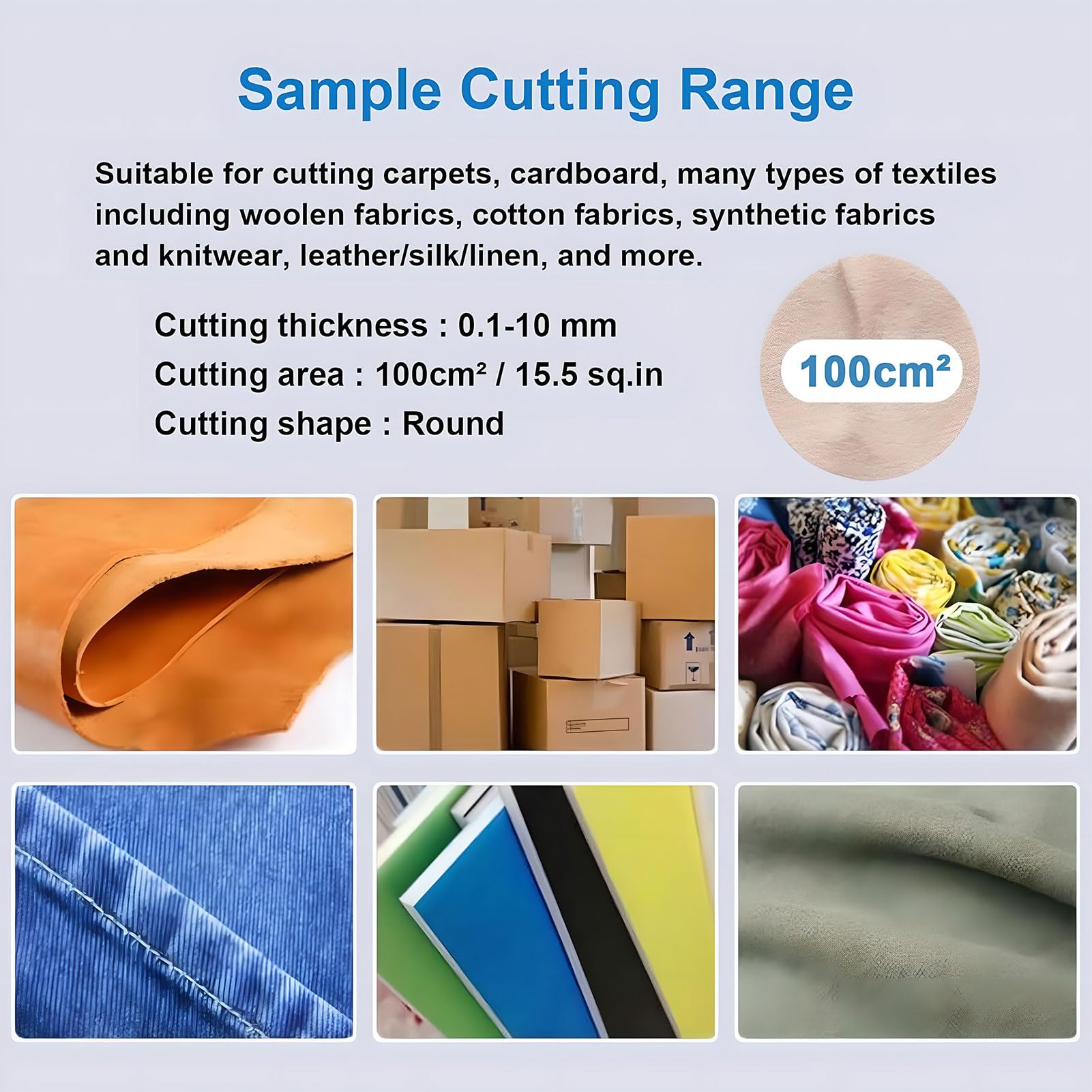 Taglierina per campioni di tessuto, coltello a pressione manuale per dischi rotondi in tessuto, spessore di taglio 0,1-10 mm, ideale per applicazioni su tessuti, moquette, pelle