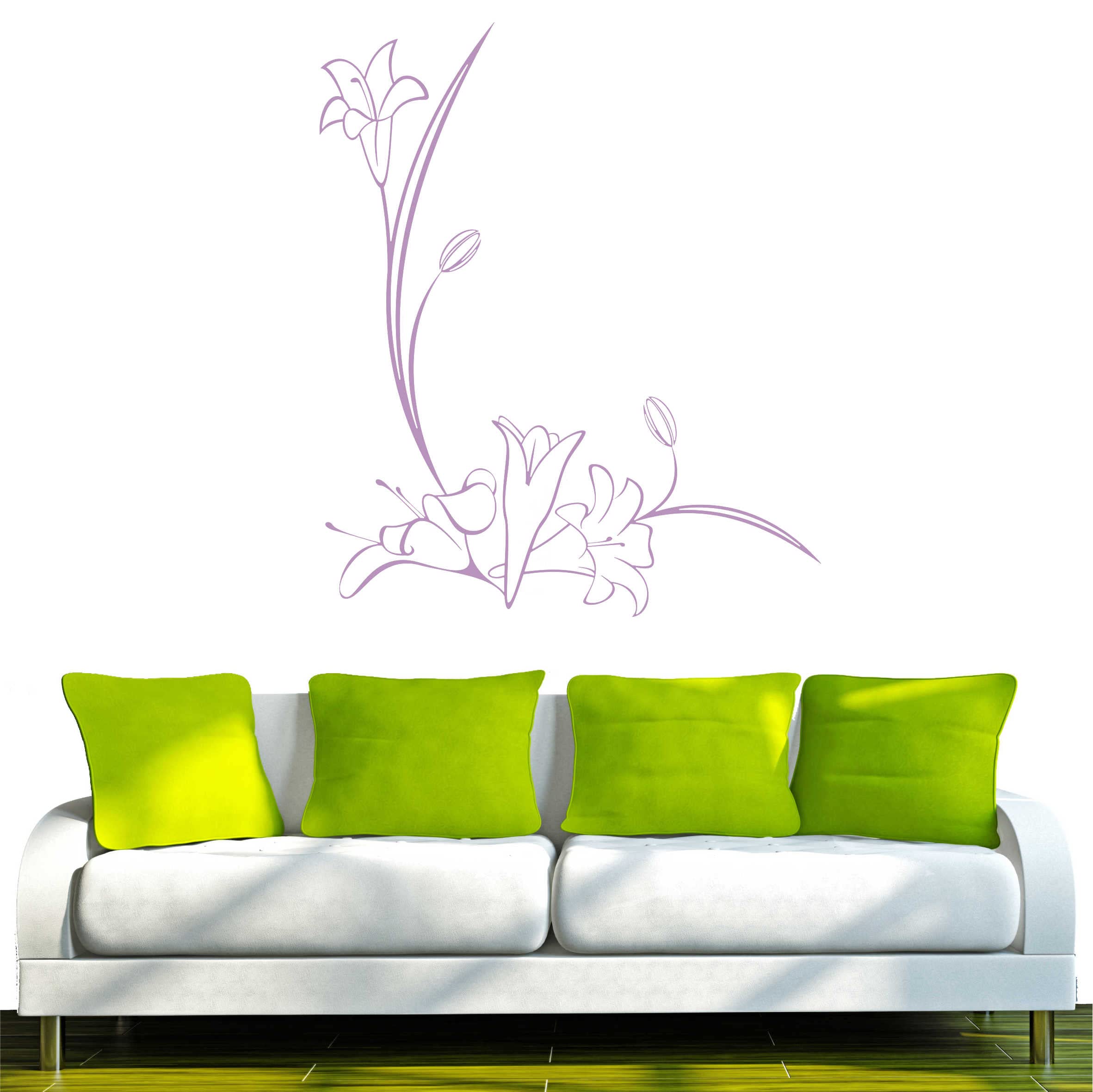 INDIGOS UG Adesivo Murale Floreale Blu, 80x32 Cm, Decorazione Parete Rimovibile