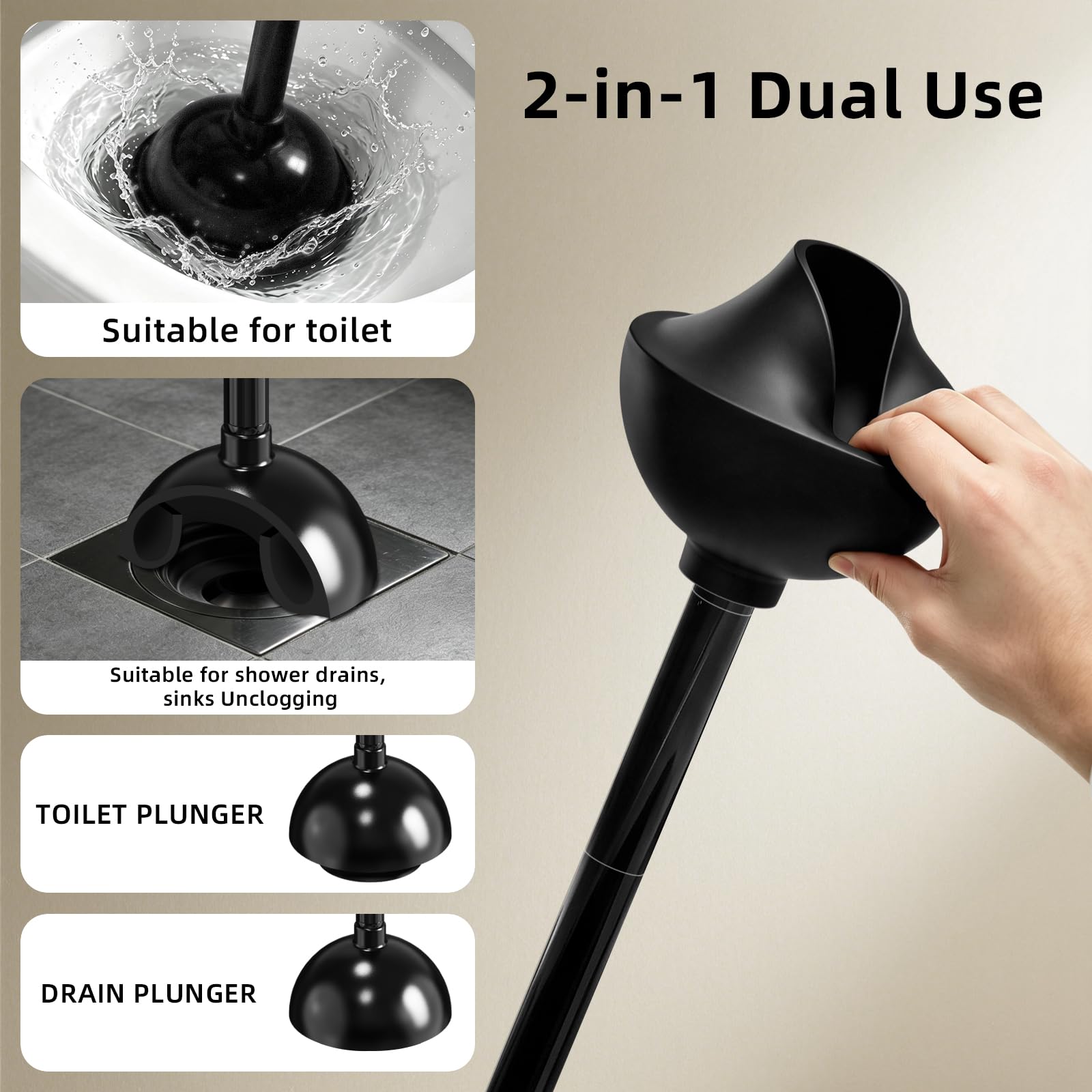 KUK 2-in-1 Toilet Brush & Plunger Set -6