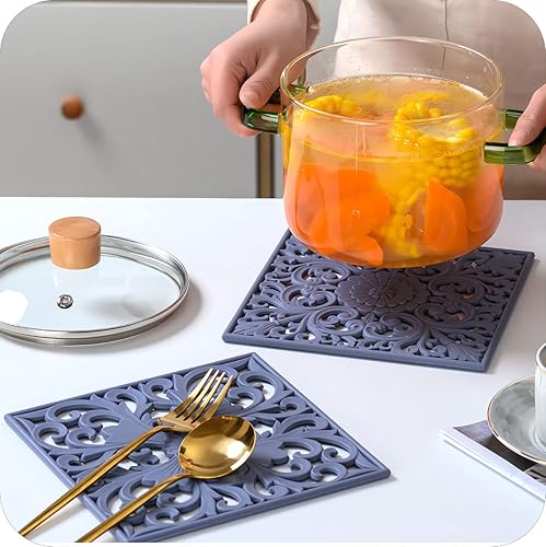 Miniatura 8 de Salvamanteles de silicona para platos calientes, mesa, encimera, salvamanteles antideslizantes resistentes al calor, salvamanteles de cocina