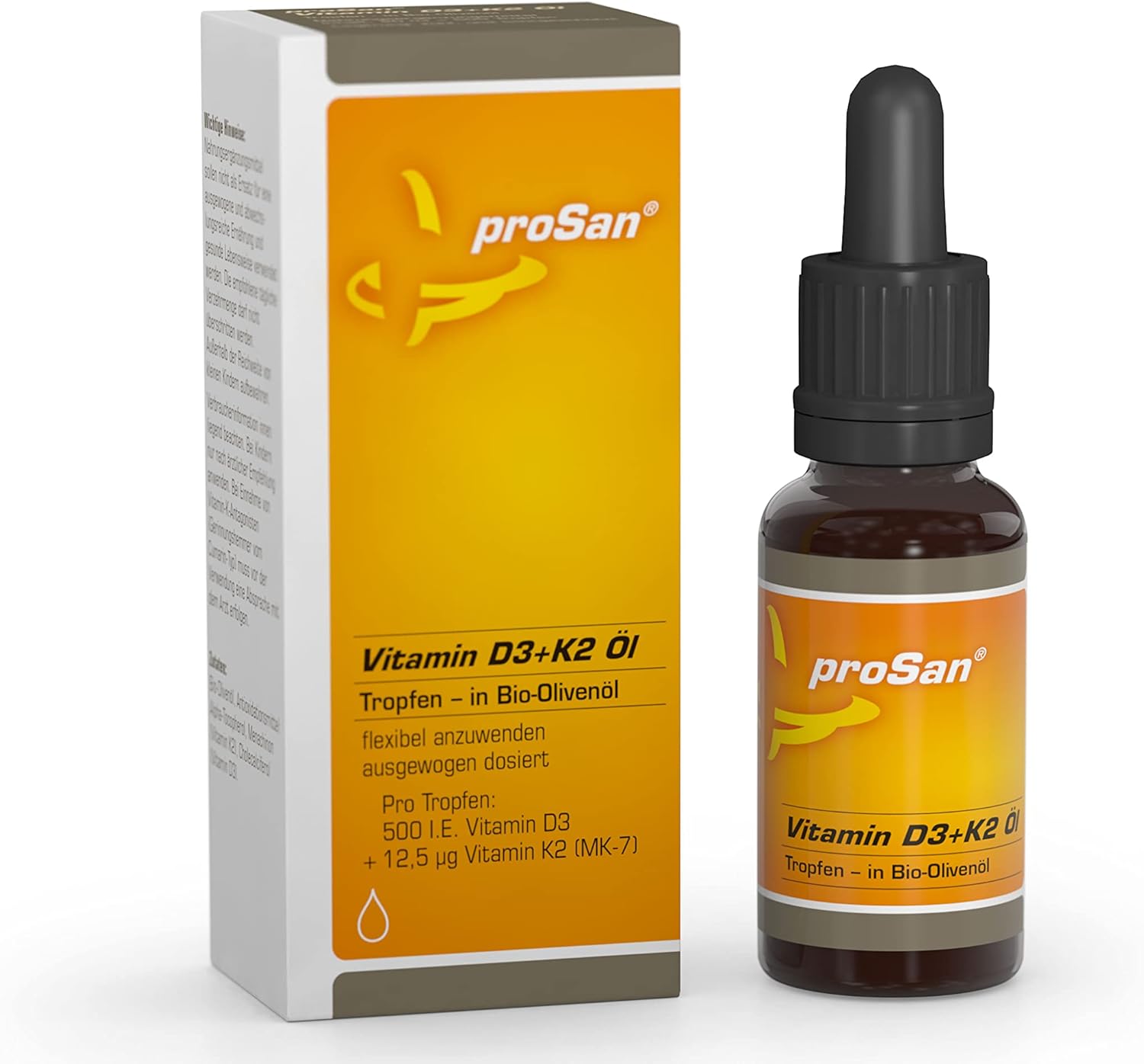 proSan Vitamin D3+K2 Öl (20ml) Tropfen in BioOlivenöl hochdosiert