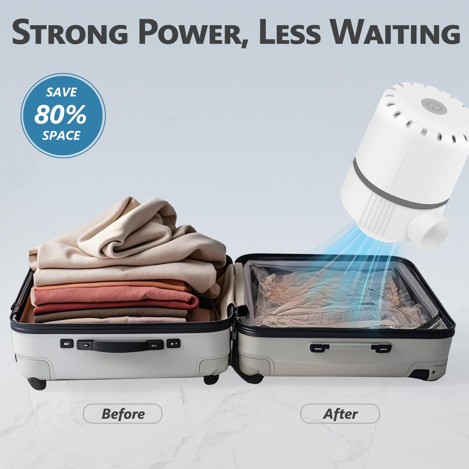 Pompa Sottovuoto 2-in-1 Elettrica 30W/4000Pa - Gonfiatore Portatile per Materassi Gonfiabili & Sacchetti Viaggio | Aspirazione 250L/min | Letti ad Aria, Campeggio e Abbigliamento