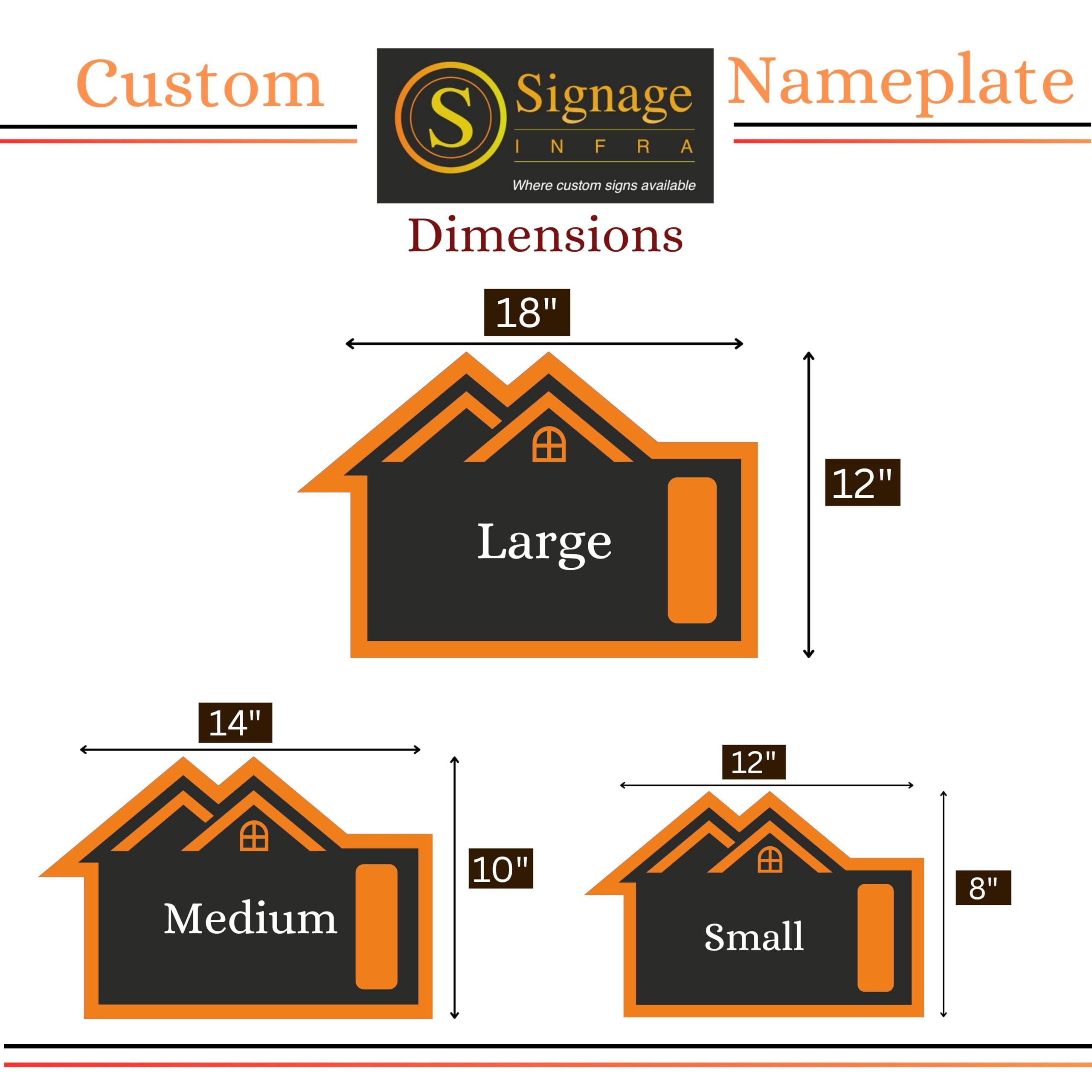 Signage Infra Customized Designer House Name - Number Sign Address Plaque, Door Signage for Home & Outdoor Entrance (Size-14" x 10"), Sign with Stainless Steel Screws, Acrylic Sheet base with Acrylic Laser 3D Letters, Elegant Nameplate, Black & Gold, Style-3 2