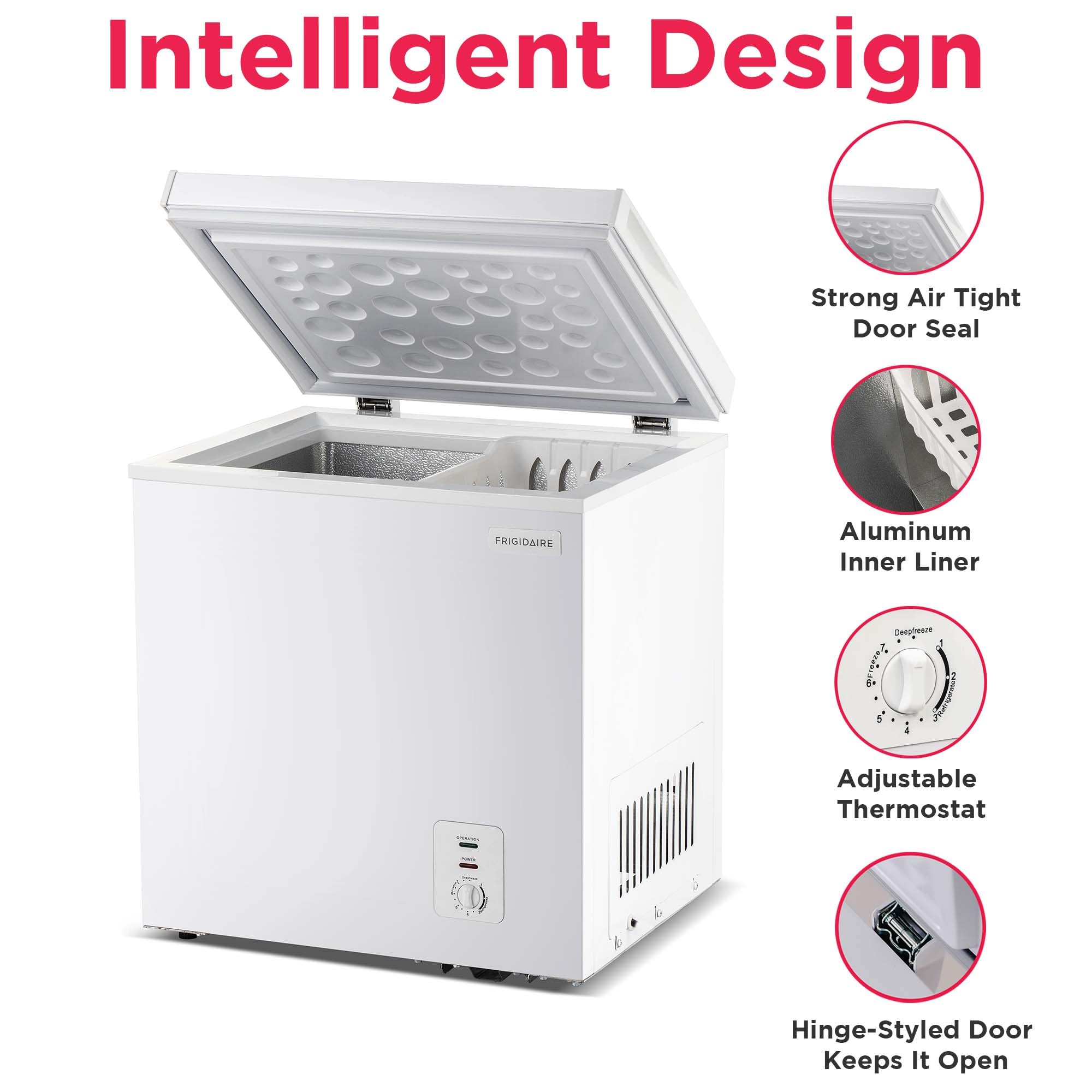 Frigidaire Chest Deep Freezer, 2.0 Cu. Ft. Capacity, Adjustable Thermostat-Removable Vinyl Coated Wire Basket-Easy Defrost Drain- Garage Ready- Pearl White on Fridge.com