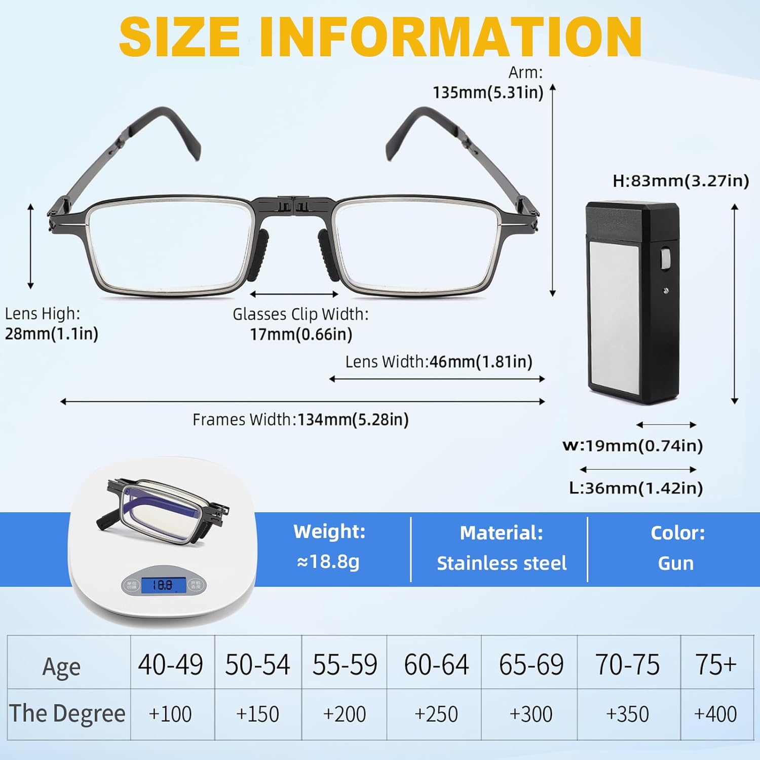 Thin and Lightweight Folding Reading Glasses for Men Women, Durable Compact Anti Blue Ray Readers with Pocket Case - Image 6