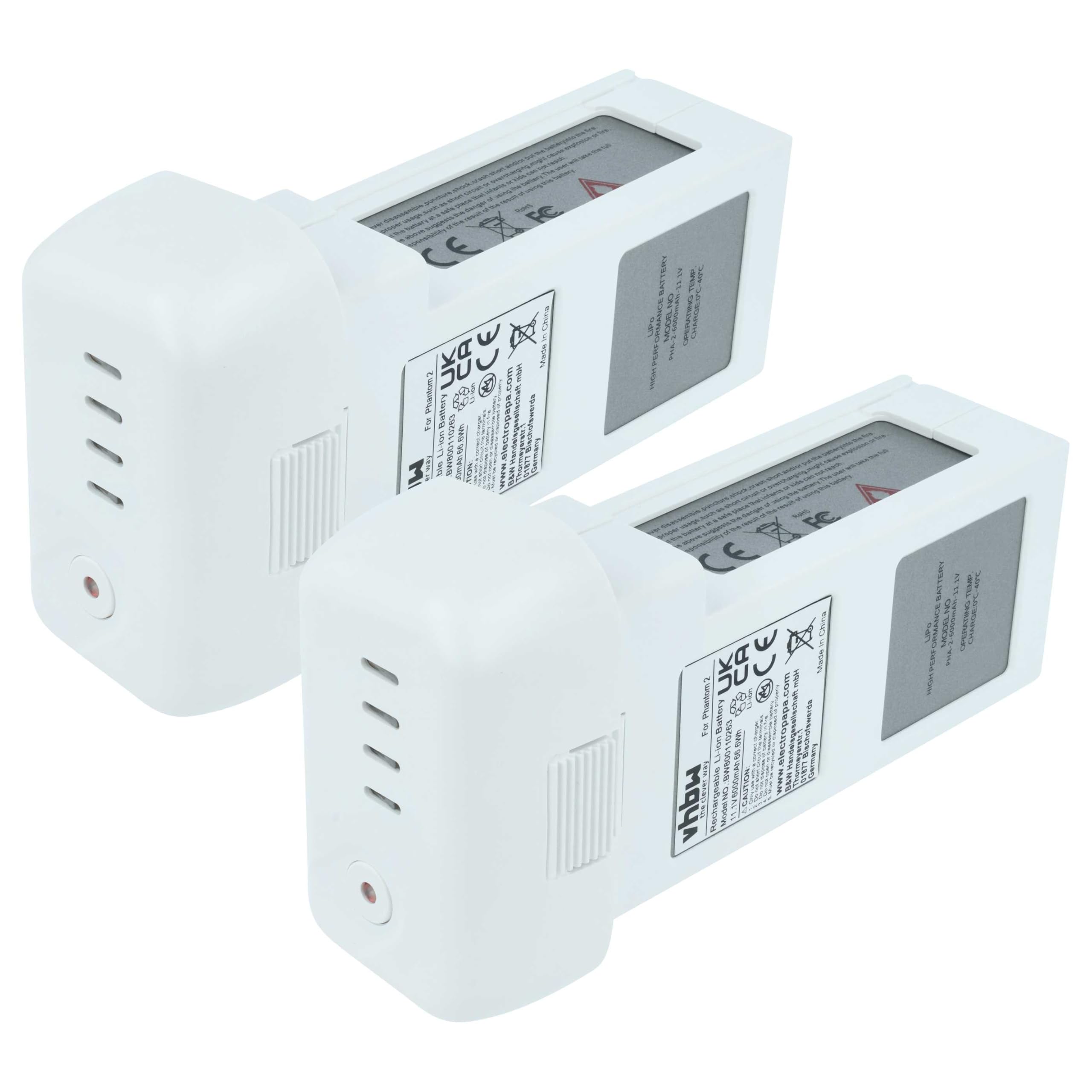 vhbw 2 x akumulator zamienny do DJI CP.PT.000395, CP.PT.000396, PHA-2, 733496 do drona Multicopter Quadrocopter (6000 mAh, 11,1 V, litowo-polimerowy)