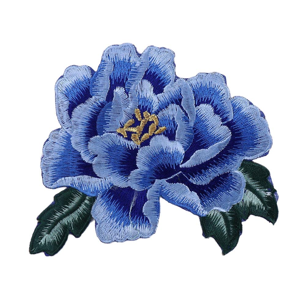 Flower Iron on Patches,Embroidered Floral Applique Decorative,for Clothing Jackets Backpacks Jeans (Royal Blue)