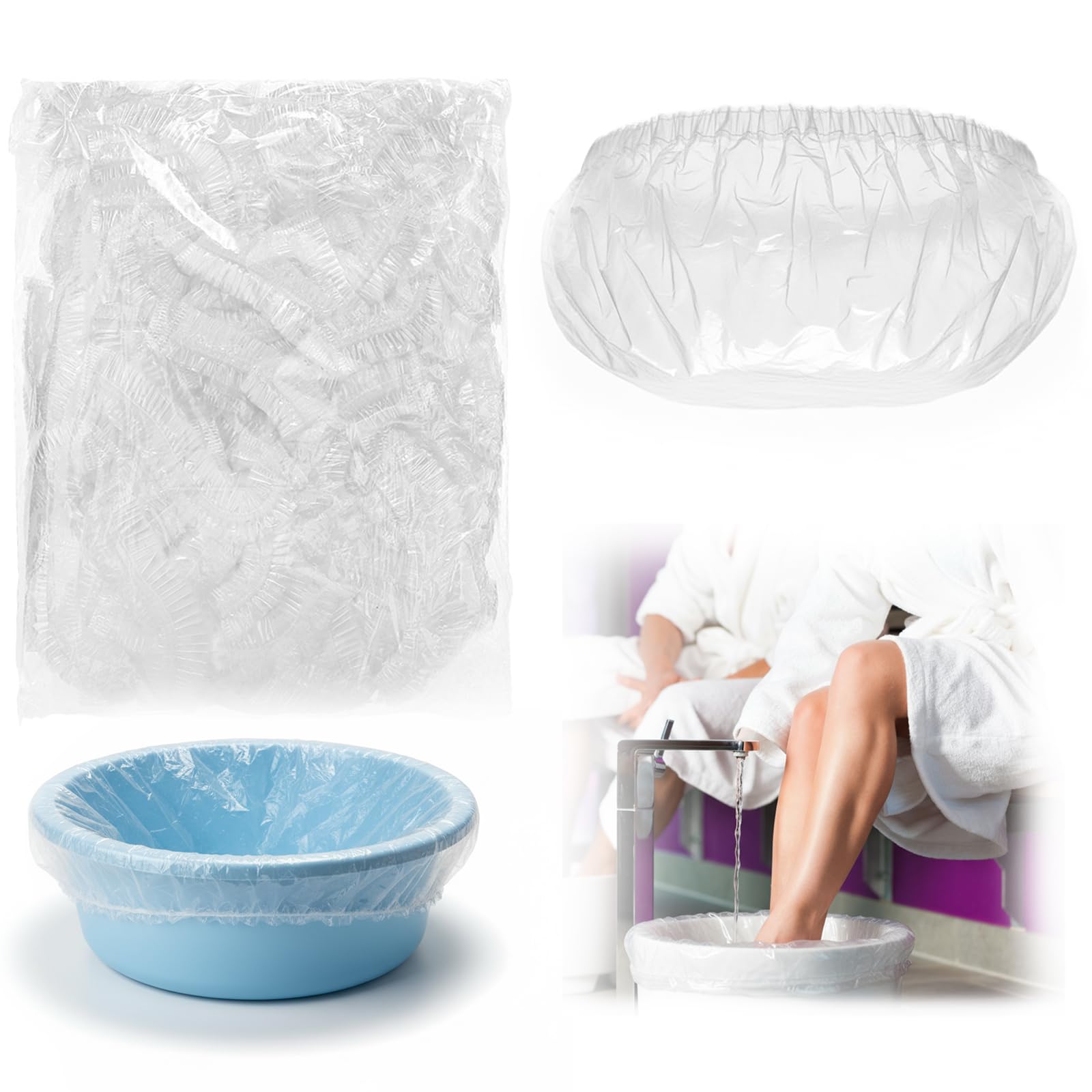 Photo 1 of 100 Transparent Pedicure Liners 13.8 x 19.7 Inches Disposable Unbreakable Pedi Liners Disposable Fits Most Tub and Pedicure Foot Spa Home Use