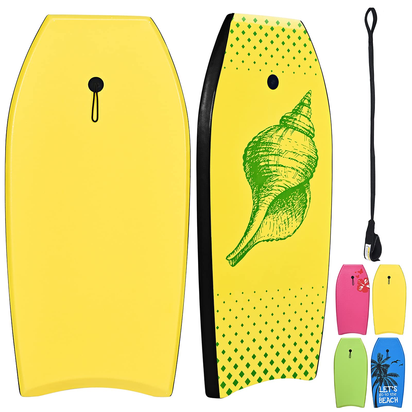 RELAX4LIFE Tabla de Natación Portátil de XPE HDPE con Cuerda de Sujeción, Tabla de Surf Antideslizante para Niños y Adultos Unisex, Bodyboard para Piscina y Playa