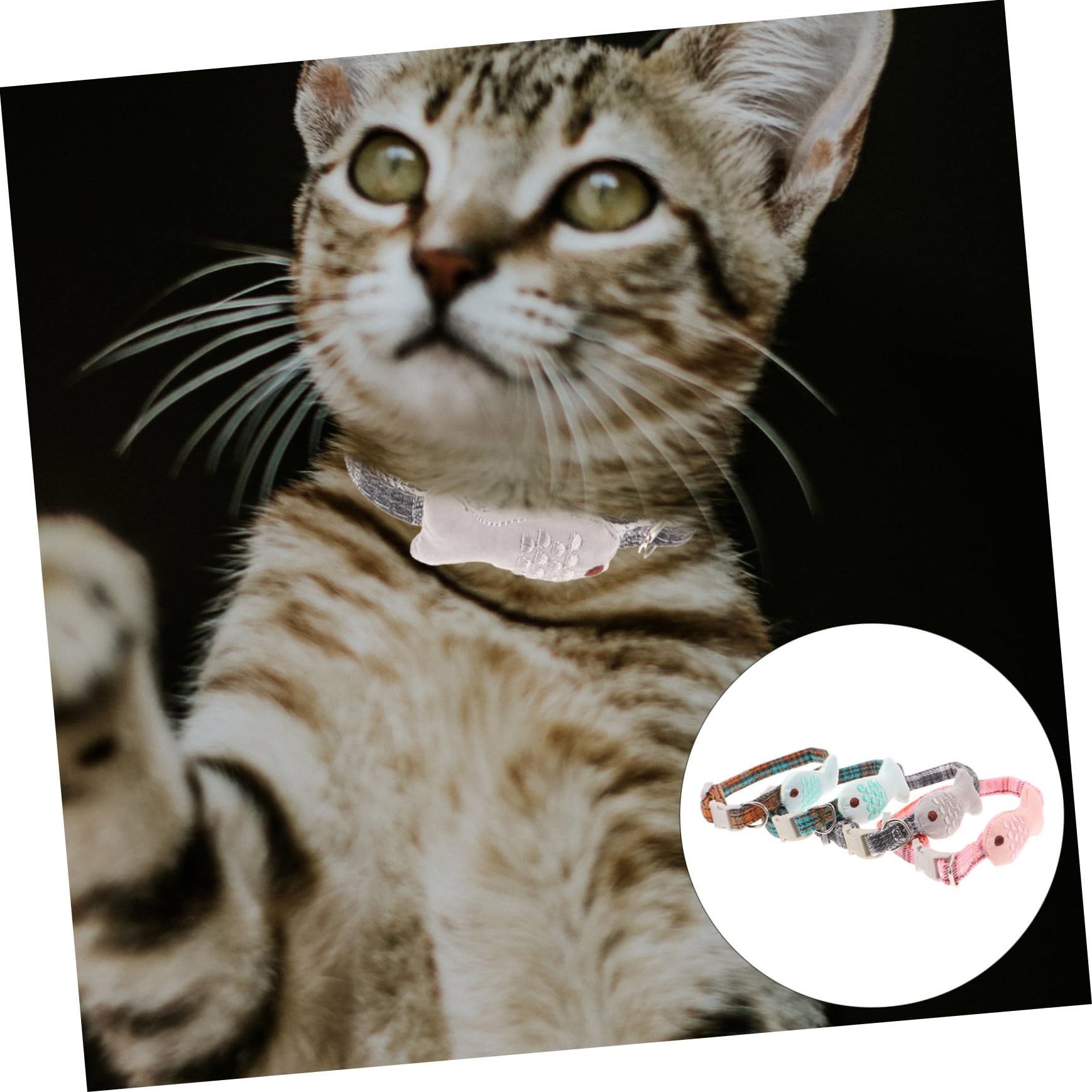 VANZACK 12stücke Teiliges Katzenhalsband-Set Verstellbar Mit Fischform Und Karomuster Für Stilvolle Katzen Mixfarben Leicht Anzulegen Perfektes Accessoire Für Ihr Haustier