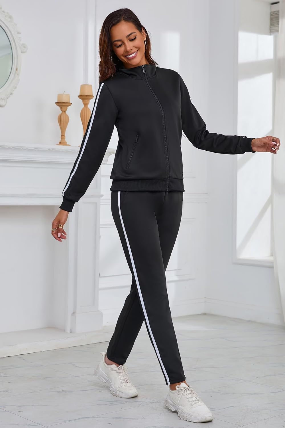 Women's 2 Piece Tracksuit Long Sleeve Track Suits Full Zip Lounge Set Sweatsuits Outfits - Image 2