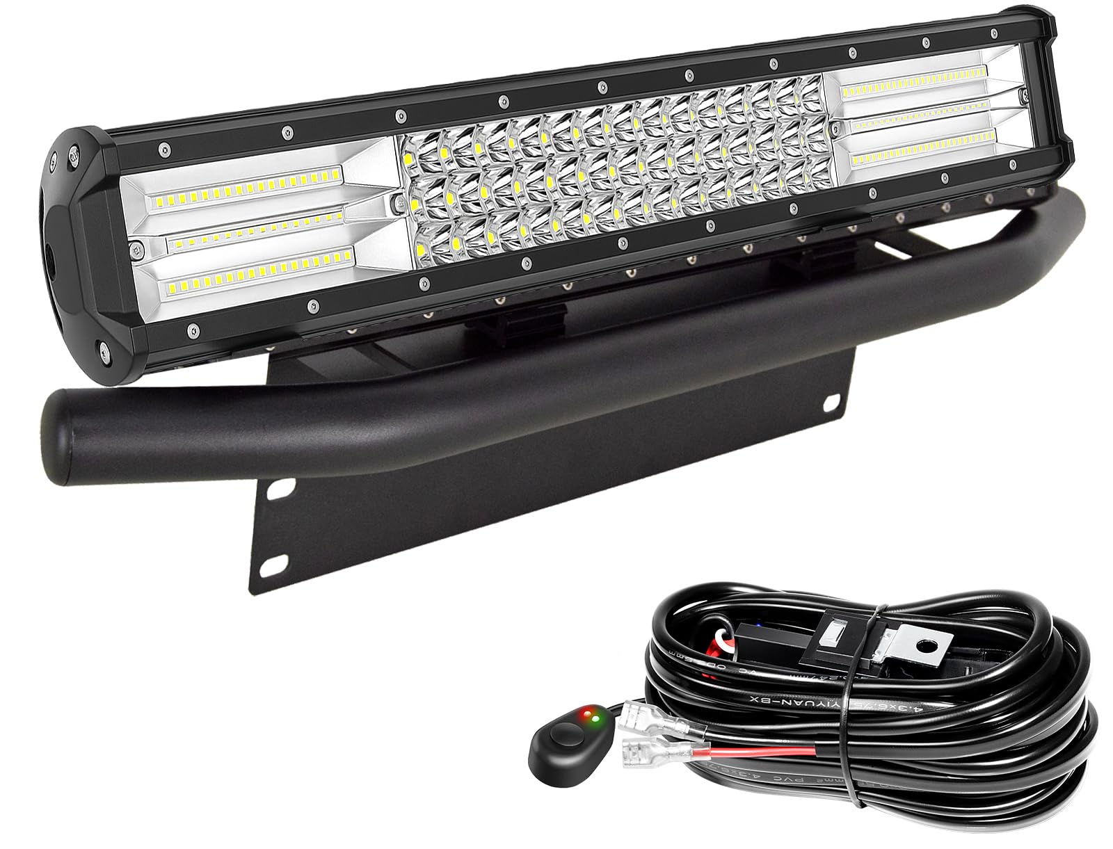 Willpower 126W 20 Inch Led Light Bar 23 Inch Kentekenplaathouder Universeel Aluminium Kabelboom Kit Light Bar Mount Bull Bar Voorbumper Nummerplaat Frame voor Off Road Led Werkbalk