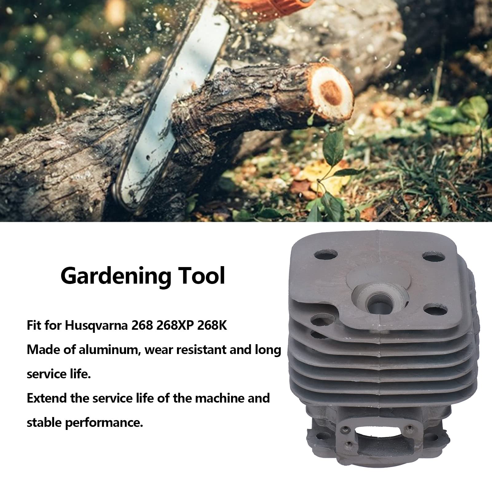 Kit pistone in cilindro di catene, set di ricostruzione del motore in alluminio da 50 mm con cuscinetto ad ago per candele, compatibile con moi 268/268xp/268K