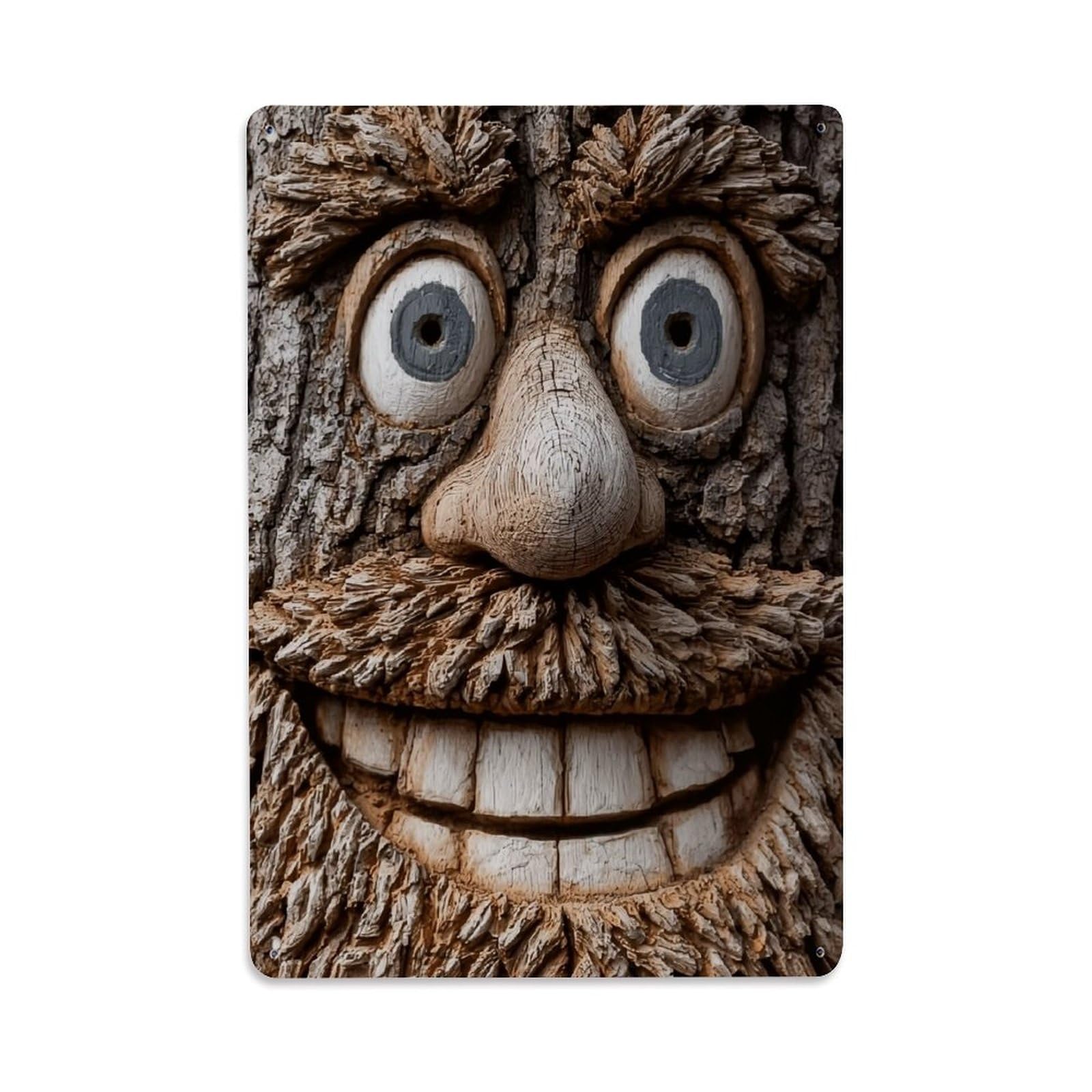 Jdfenggu Vintage Tree Face Carving Art Retro Metal Tin Sign, Decor Art Poster For Bar, Home, Man Cave, Kitchen, Laundry Room Gift 8X12inch