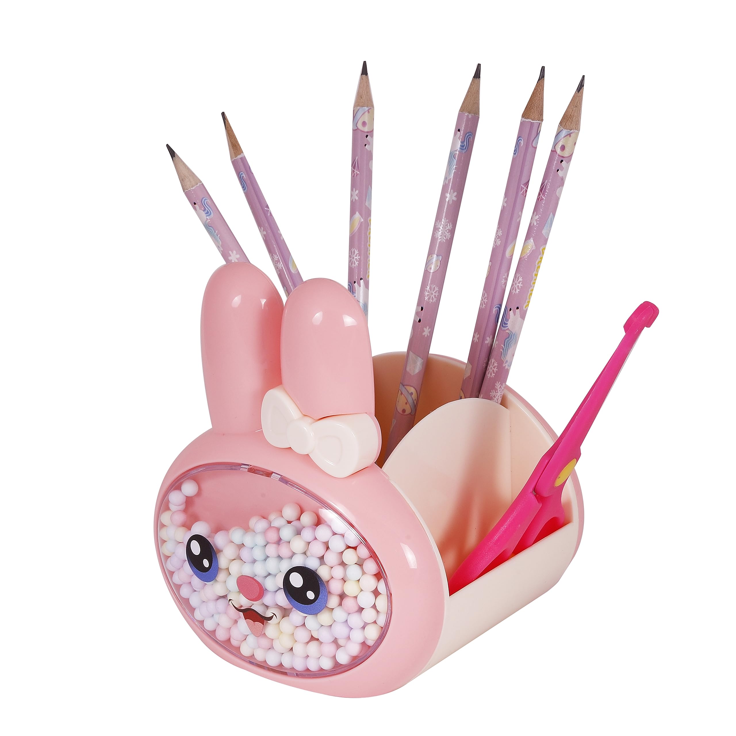 CherryBox Bunny Design Pen & pencil Holder - Desktop Stationery Organizer, Kids Pen Holders Return Gifts for Birthday, Pen holder for office, Pen & Pencil Stand, Stationery Organizer (Pink) 1