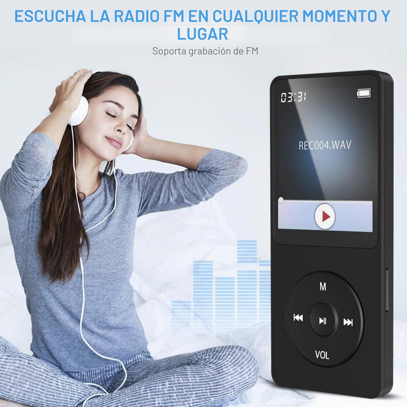 Reproductor MP3 MP4 Bluetooth 5.0, Música HiFi Portátil con Altavoces HD, Radio FM, Grabación, Video, Imágenes, Soporte de Formatos
