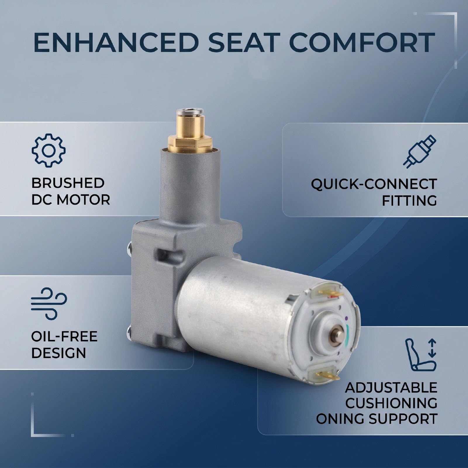 Compresseur D'air de Siège Pompe à Air de Siège Pompe de de Conducteur Support D'amortissement Réglable avec Borne de Prise Supérieure de Tube D'air de 6 Mm pour Ca (24V)