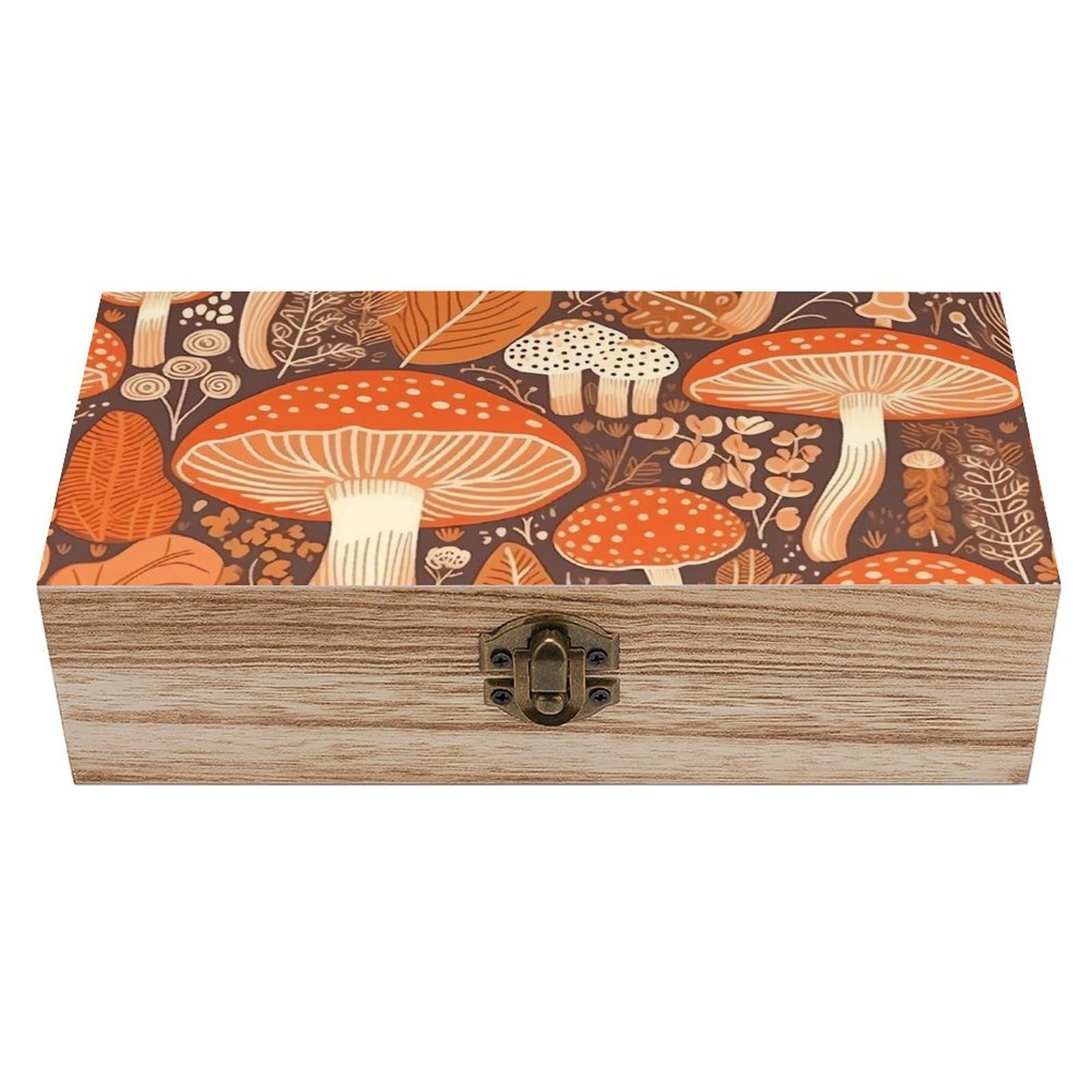 NTVOWPZO Wooden Storage Box Cartoon Mushroom Wood Gift Box with Hinged Lid Vintage Decorative Boxes Jewelry Memory Box for Jewelry Art Hobbies Home Storage Treasure Keepsake Gift