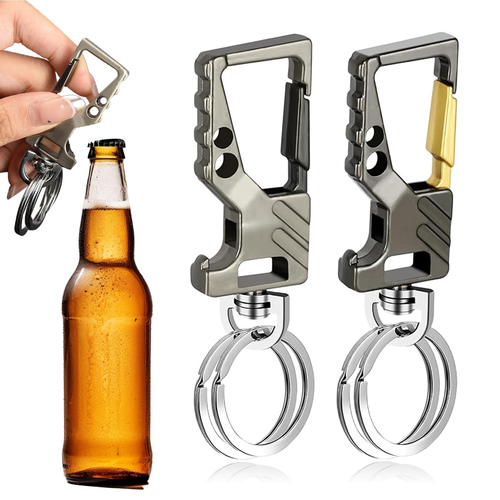 ASIRYVA 2 Pcs Keyrings for Men, Metal Quick Release Detachable Key Ring, Durable Metal Keyring, Car Key Chain for Men