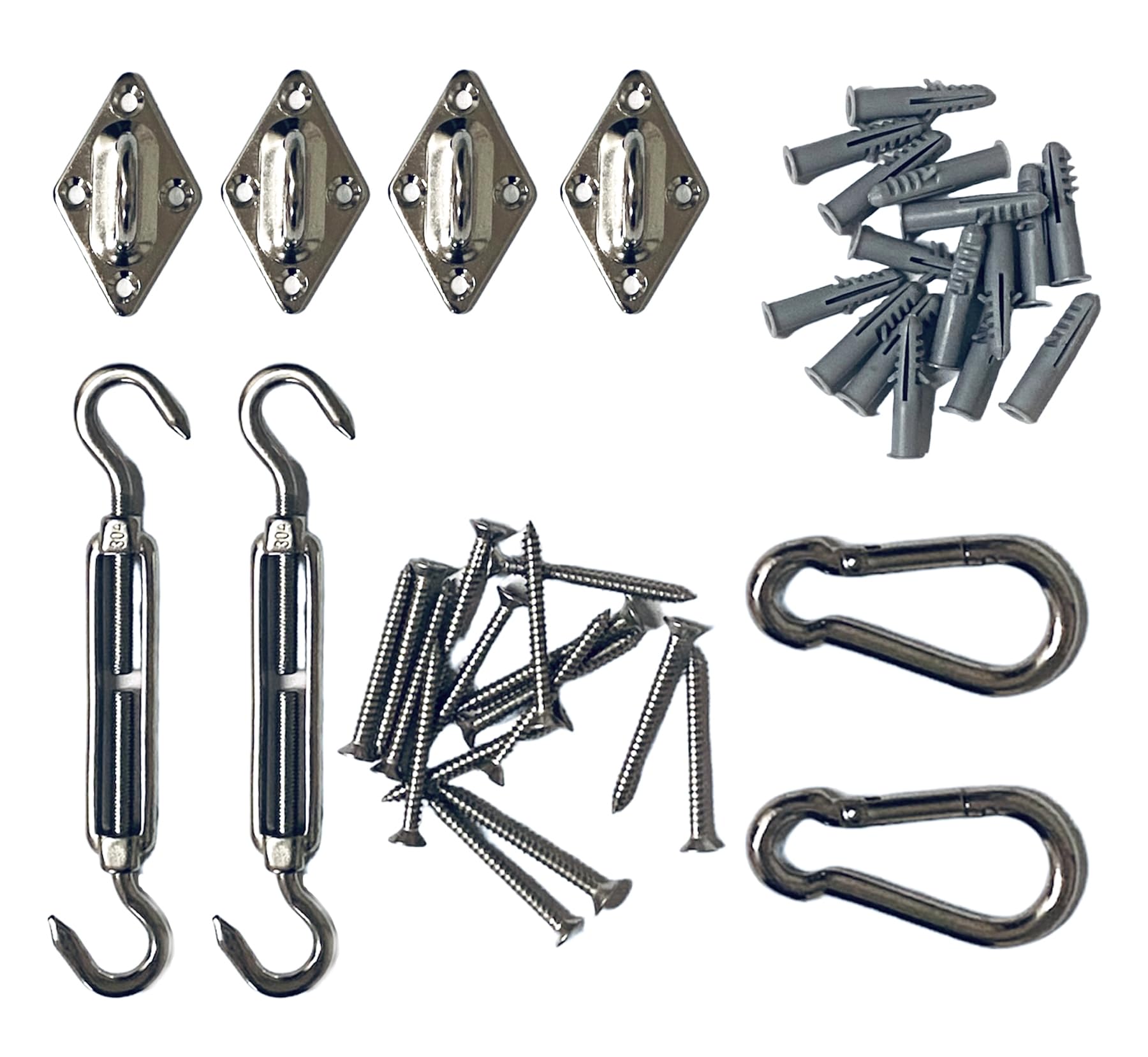 VEDA 304 Grade Stainless Steel Shade Sail Hardware Kit for Effortless Rectangle and Square Sun Shade Sail Installation in Your Patio