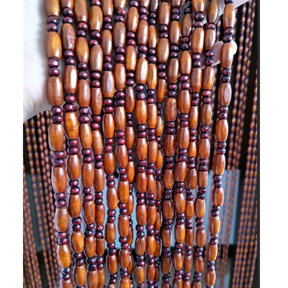 GuoWei 60 Strands Beaded Curtains Wood Hanging Strings Doorway Panel Room Divider Living Room Closet, Customizable (Color : A, Size : 35 inchx56 inch)