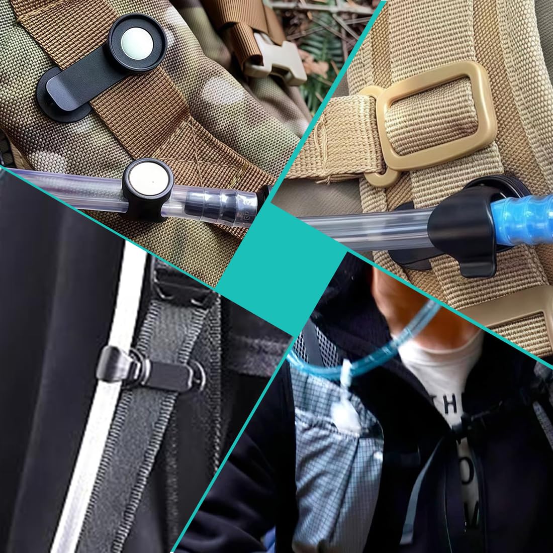 3 clip per tubo di idratazione magnetico, clip per tubo di idratazione, Idratazione Bere Clip Tubo, Sacche Sacca D'acqua Magnetica Zaino Bici Removable Tracolla Bottiglia Flessibile Portatili Leggera