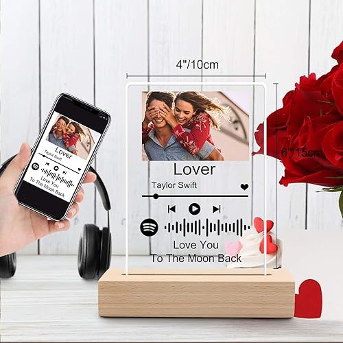 Miniatura 4 de Placas de canción acrílicas personalizadas con foto, placa de música personalizada, marco de fotos, cubierta de álbum personalizada, lámpara de