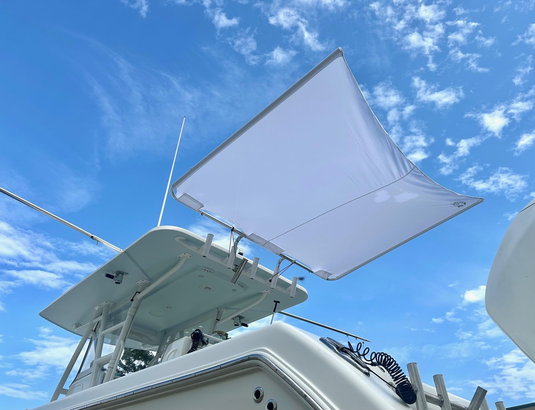 Dev Fishing 7 x 6 White SS200 Dual Rod Holder Stern Boat Center Console Sun Shade