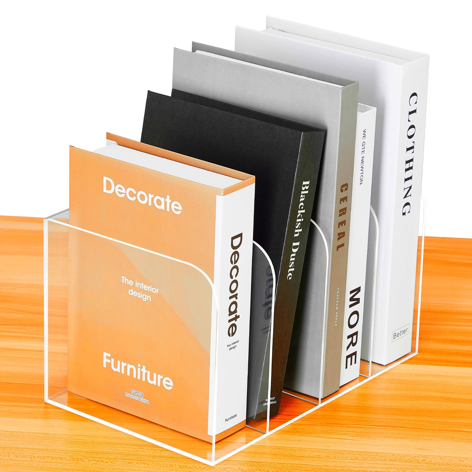 Suzile Clear Acrylic Magazine File Holder With Vertical Compartments ...