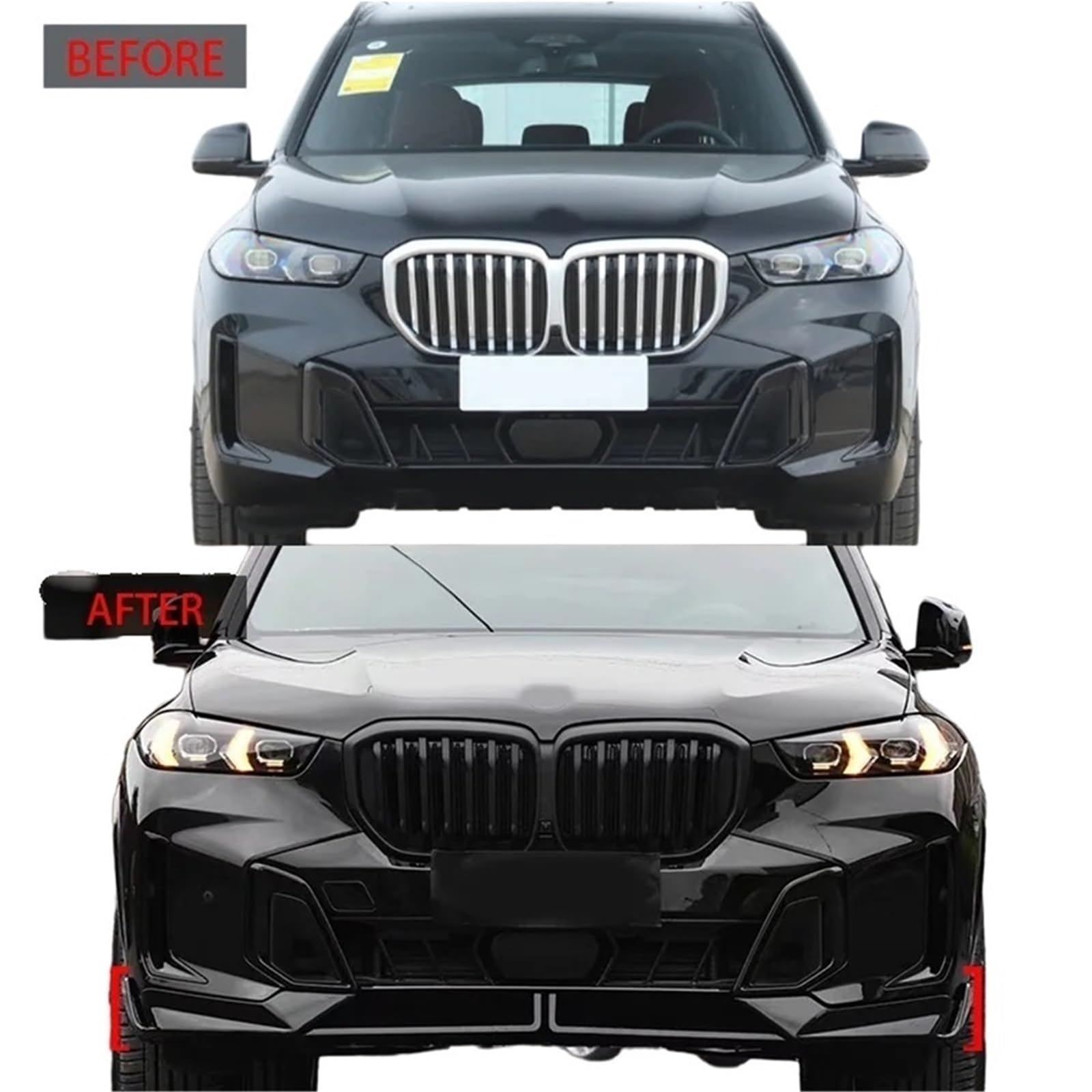 Splitter przedniego zderzaka samochodu w stylu MP kompatybilny z BMW X5 G05 M-Sport LCI 30d 40i 40d 2023 2024 2025 osłona ostrza Bodykit Tuning Autopart(Carbon Fiber Look)