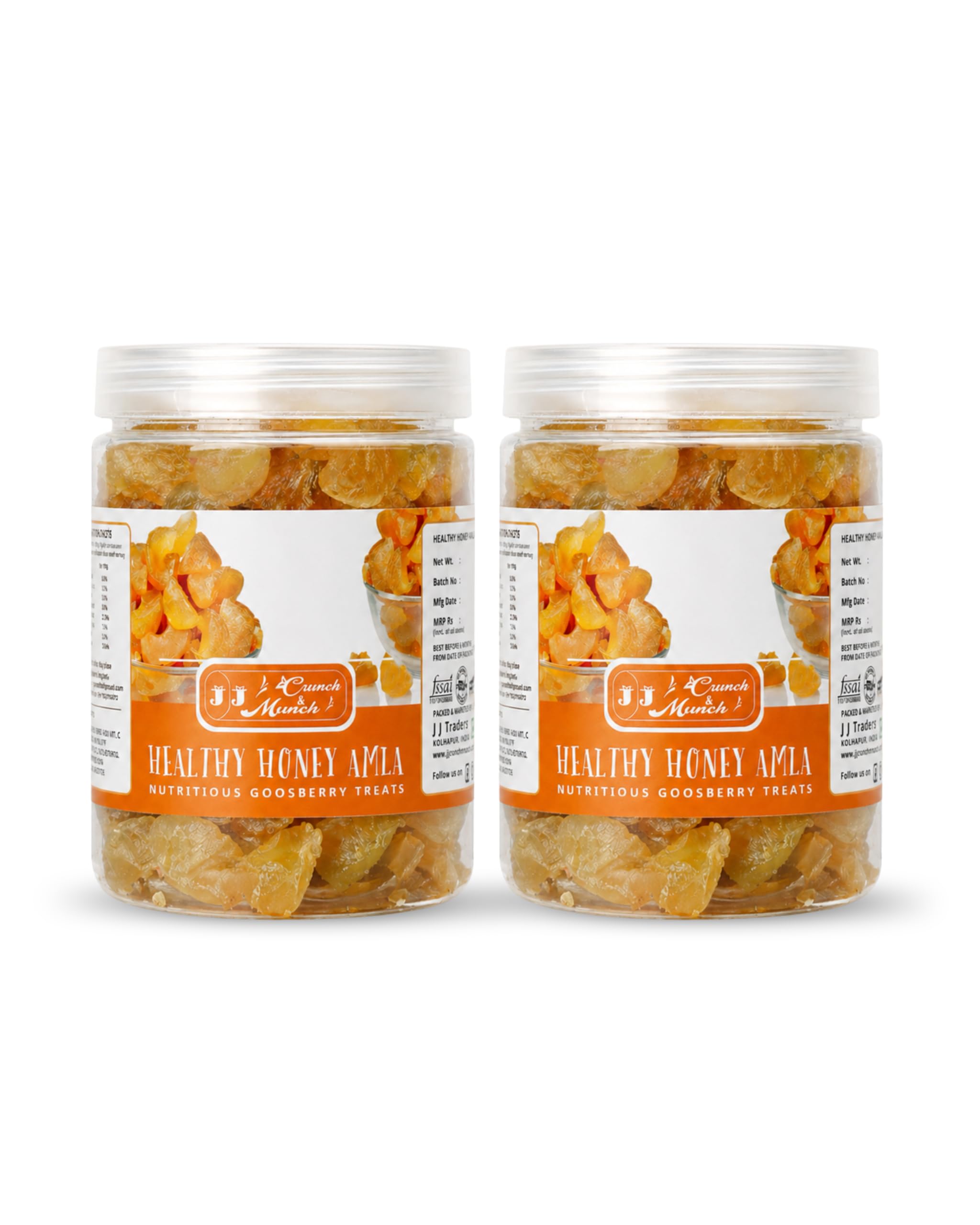 J J crunch N munch Honey Amla Candy Purely Honey Processed Sugar-free Dry Amla Candy Best For Eyes, Hairs Low-Calorie Dry Fruit Snack And 100% Natural Honey Sweetened Snack(Pack of 250 gm x 2)