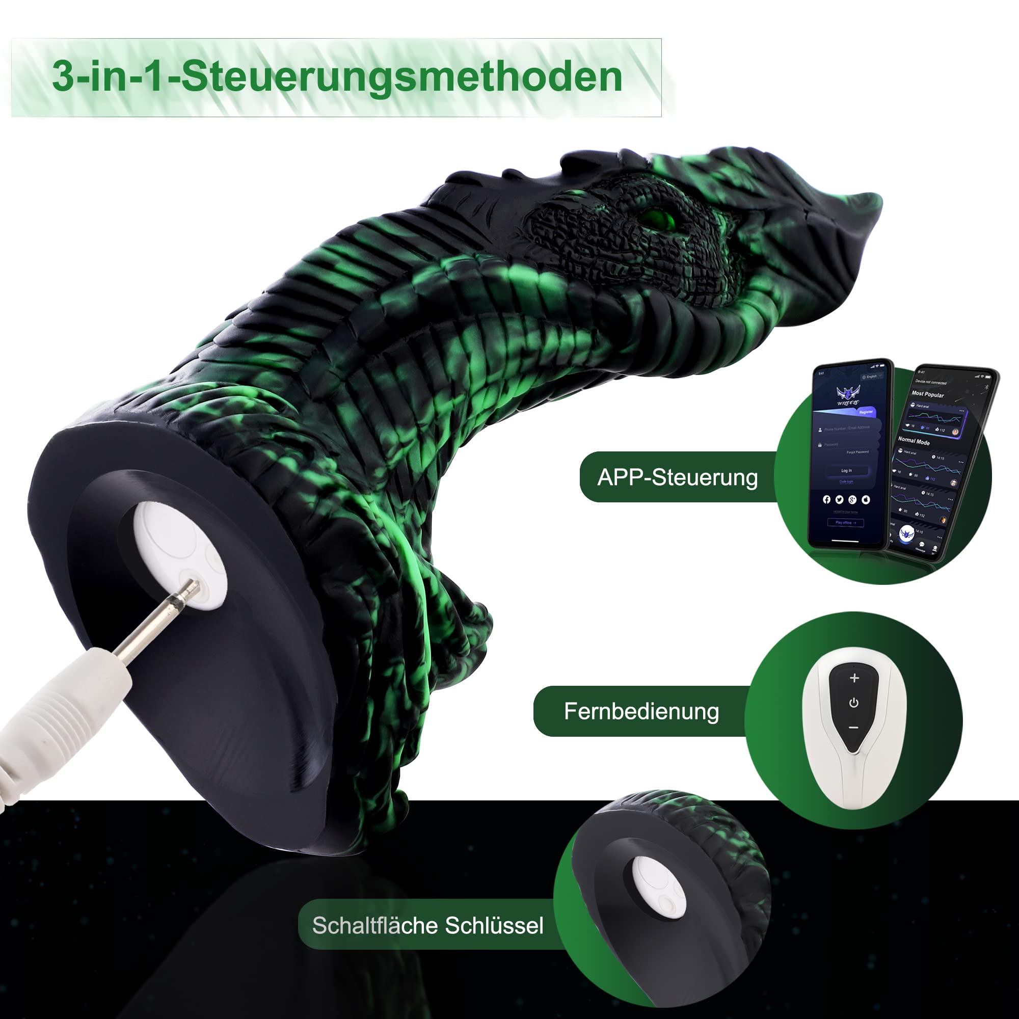 Wildolo APP Controlled Silicone Vibrator, Premium Fantasy Vibration Dildos, Double End Anal Dildo, Huge Dildo for Couple Play: Wildolo APP Controlled Silicone Vibrator, Premium Fantasy Vibration Dildos, Glow in The Dark Sex Toy for Men Women