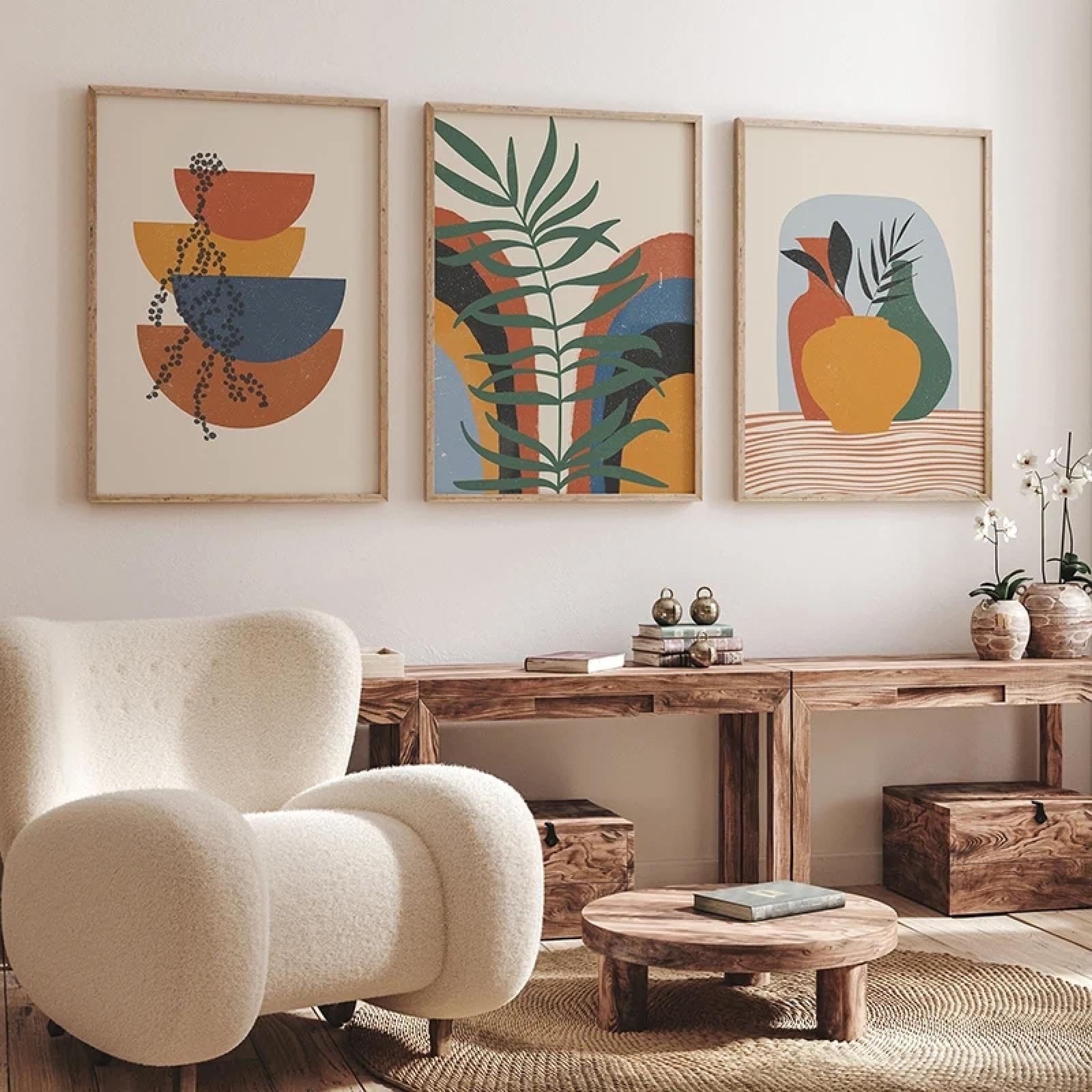 Impression sur toile géométrique abstraite orange grand format pour grand mur - 8