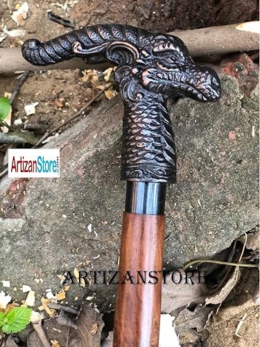 Miniatura 4 de Mango de madera con acabado de cobre con cabeza de dragón, bastón hecho a mano, el mejor regalo para Navidad, Año Nuevo