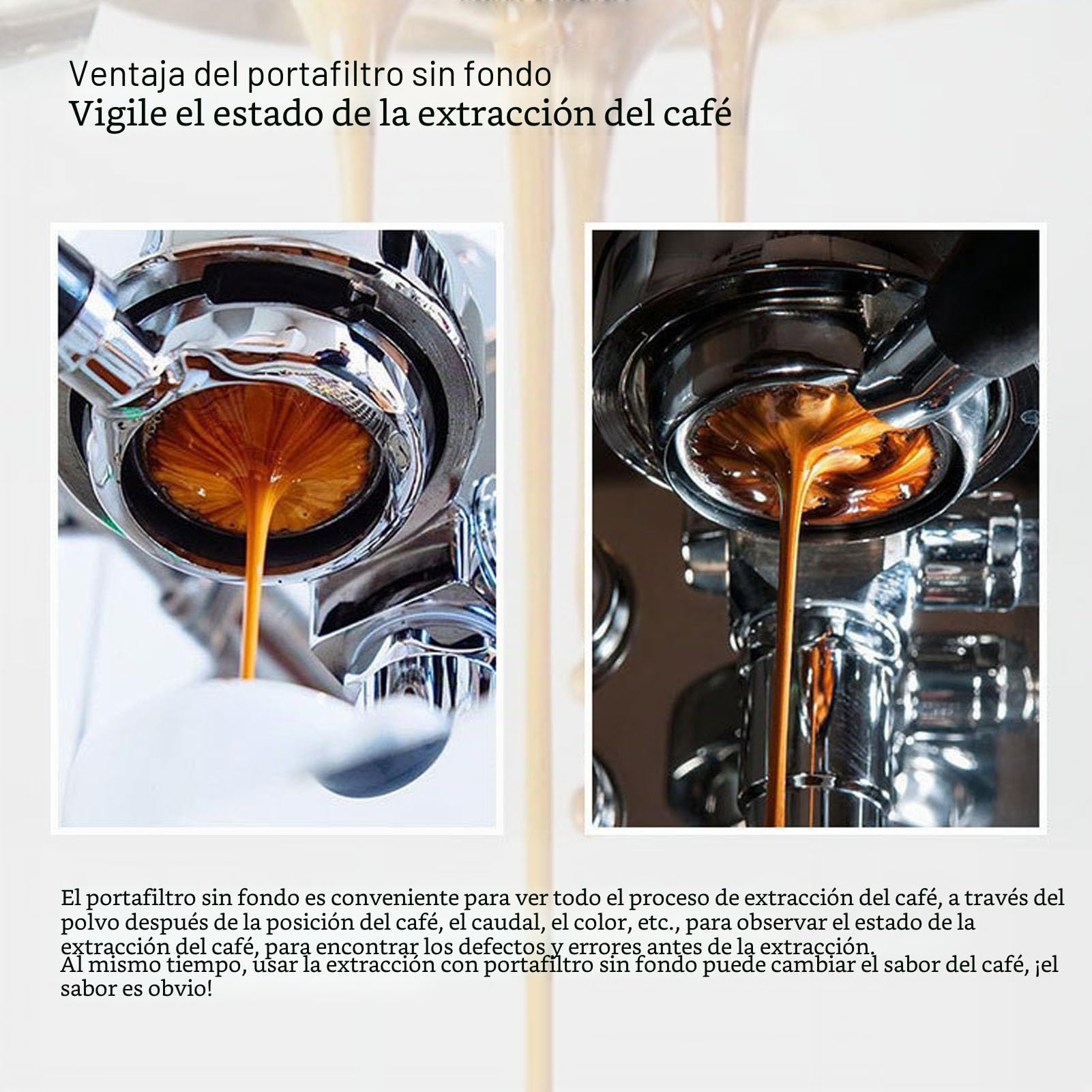 Garsent Portafiltro Desnudo sin Fondo de 51 Mm, para de 3 Orejas, Portafiltro de café, Accesorios de Espresso Extraíbles, Filtrado de Alta Eficiencia