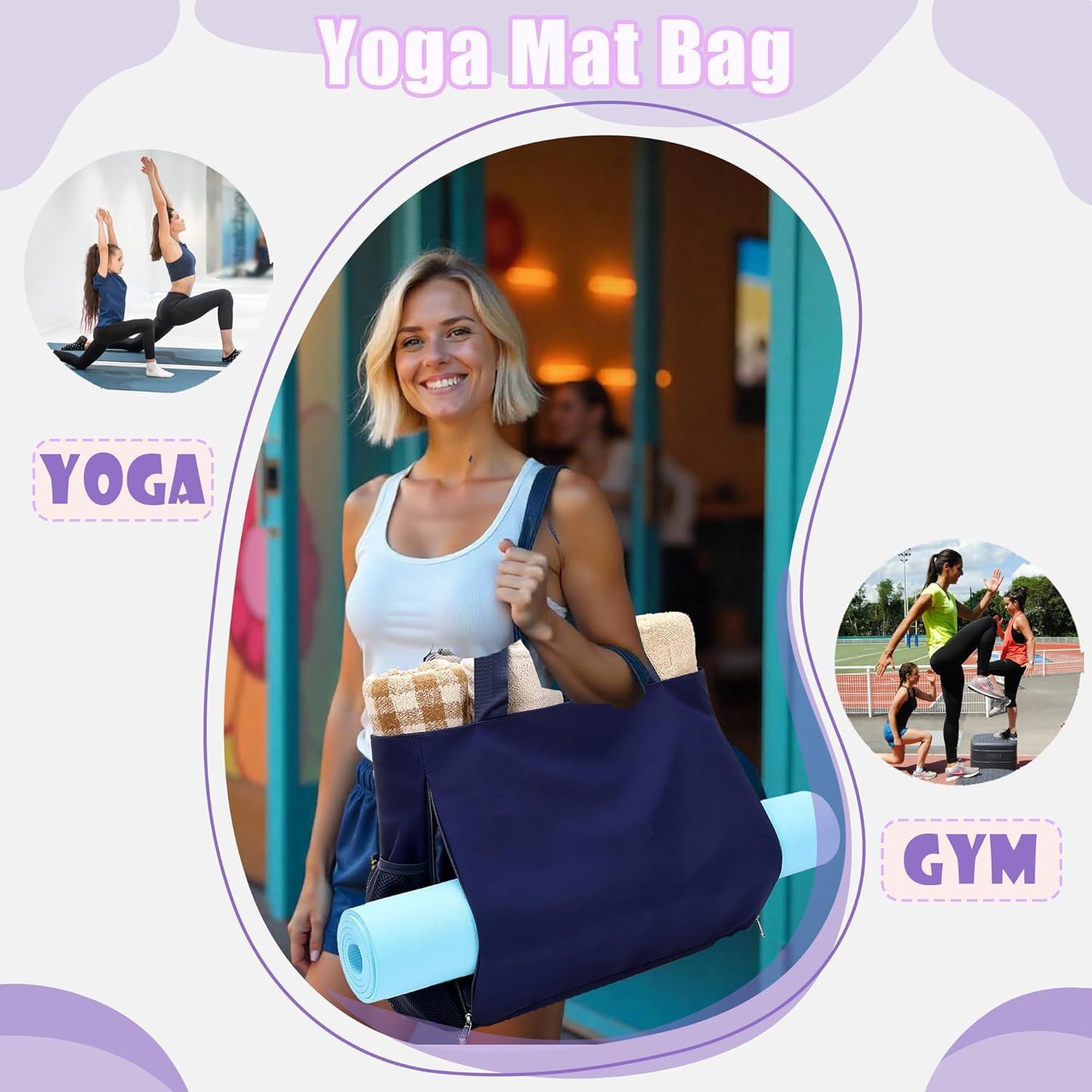 Jumpopack Sac Yoga Tapis Sac Danse Sac de Sport Femme Sac de Transport pour Tapis de Yoga Mat Bag avec Compartiment Humide