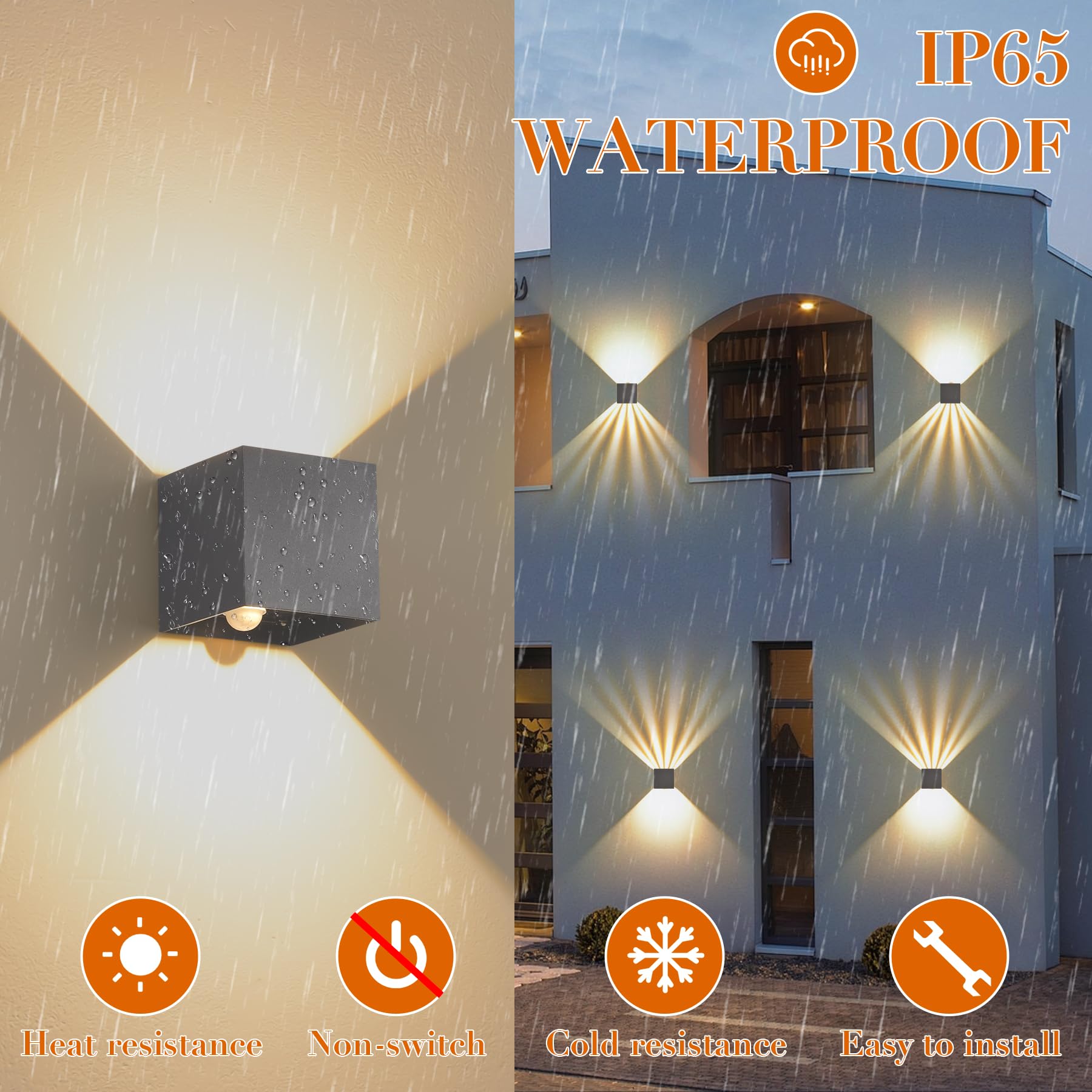 Applique da Parete con sensore di movimento LED 12W,Moderno Lampada da Parete Angolo del Fascio Regolabile Esterno Interno 3000K Bianco Caldo,Impermeabile IP65 Lampada a Muro in Alluminio,Grigio Scuro