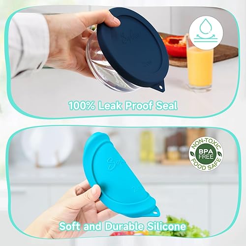 Miniatura 4 de Sophico Tapa redonda de almacenamiento de silicona de 2 tazas de repuesto para Pyrex 7200-PC y cuencos de vidrio Anchor Hocking (recipiente no