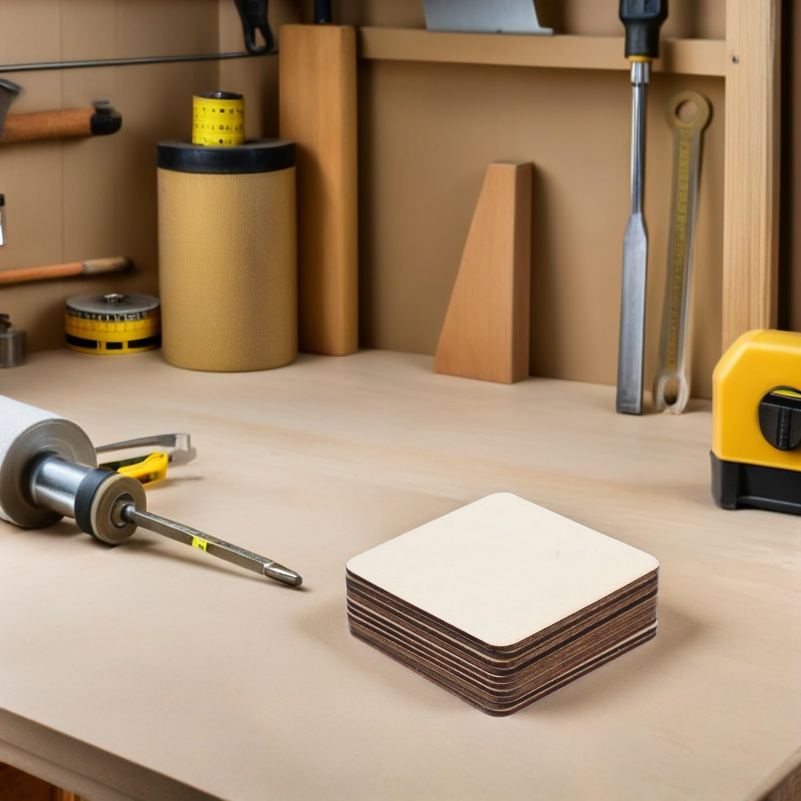 Cabilock 40 Pezzi Legno Grezzo Quadrati per Artigianato, Piccoli Pezzi di Legno Naturali Verniciabili per Fai da Te, Pittura, Incisione e Decorazioni Casa