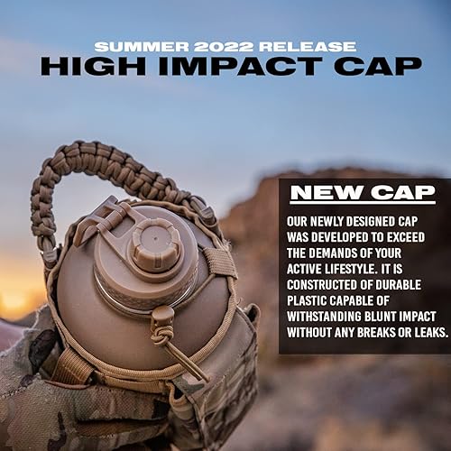 Miniatura 4 de Iron Infidel Battle Bottle - Botella de agua aislada de medio galón con mango de paracaídas, jarra de agua grande de acero inoxidable de 64 onzas