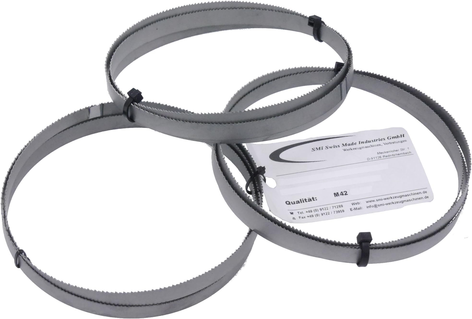 SMI Swiss Made Industries GmbH Set of 3 Bi-Metal Saw Bands M 42 Dimensions 1638 x 13 x 0.65 mm 8/12 TPI e.g. for Optimum, Epple, Holzmann, Bernardo Band Saw Blade
