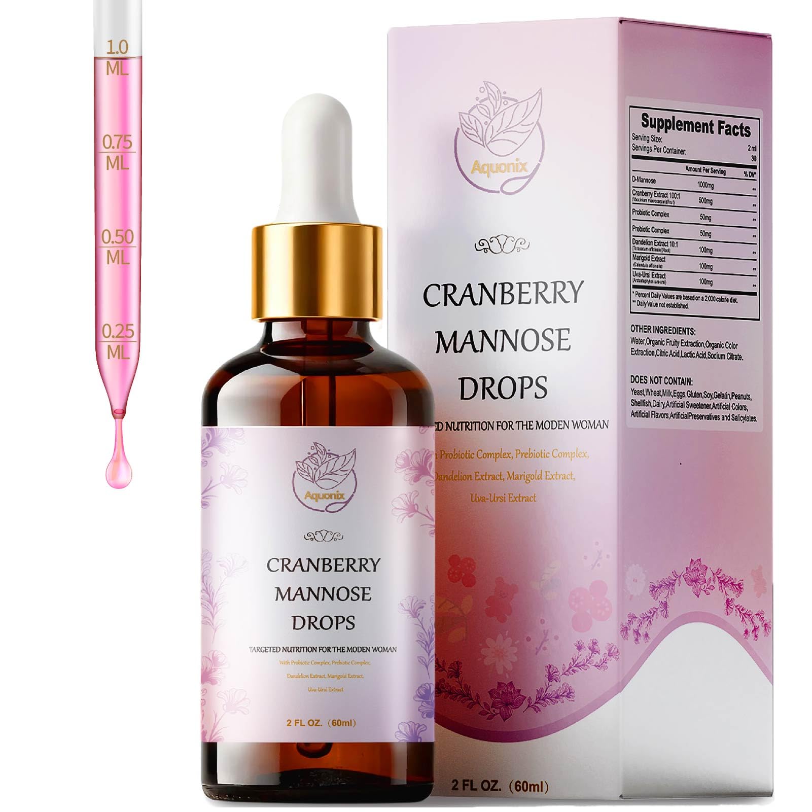 D-Mannose Cranberry Drops for Women, Urinary Support, 2 FL OZ
