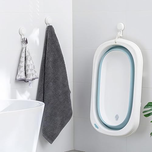 Miniatura 3 de Ganchos de ventosa, paquete de 4 ganchos de pared blancos sin perforación y extraíbles de 1 segundo, ganchos de succión resistentes para máxima