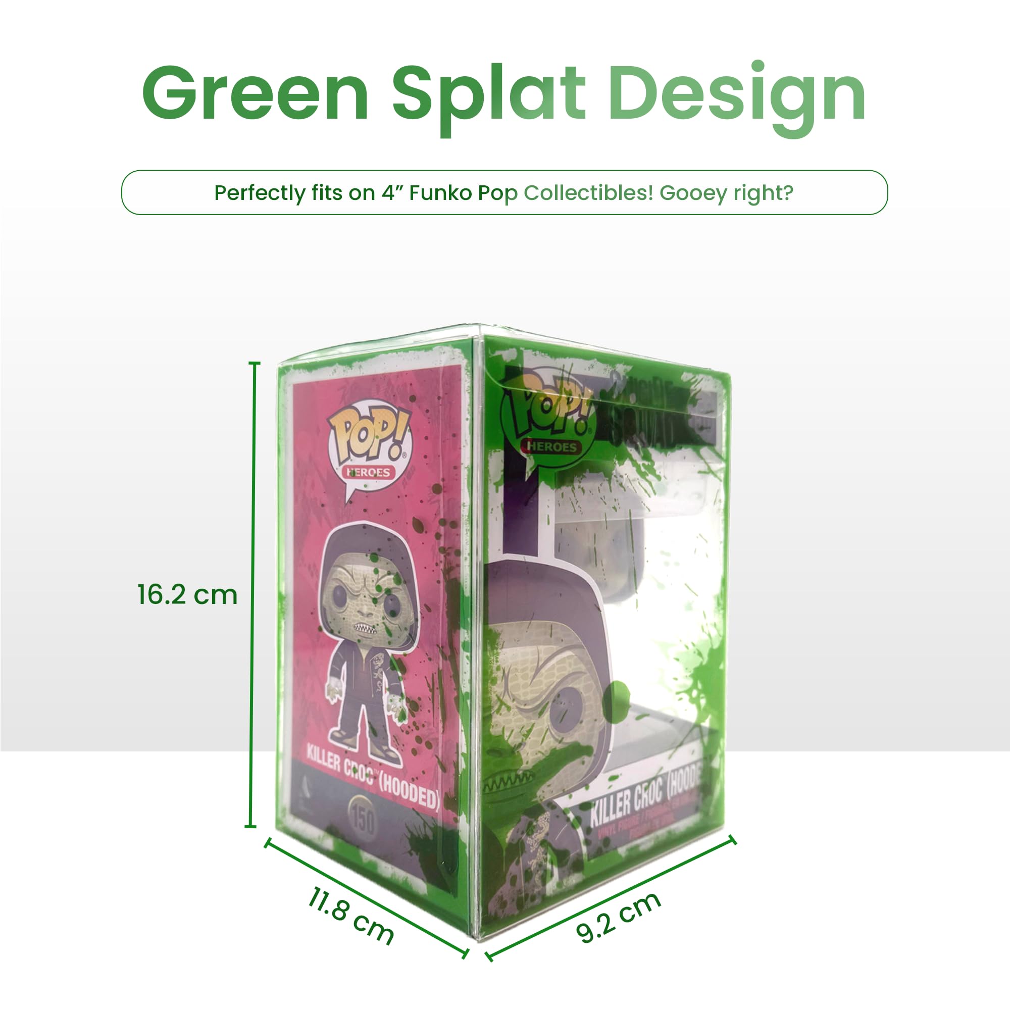 Green Splat - Custodia protettiva per figure in vinile da 10,4 cm, spessore 0,45 mm, in plastica PET senza acidi, con chiusura automatica, parte superiore D-Lock, confezione da 1-100 (100 pezzi)