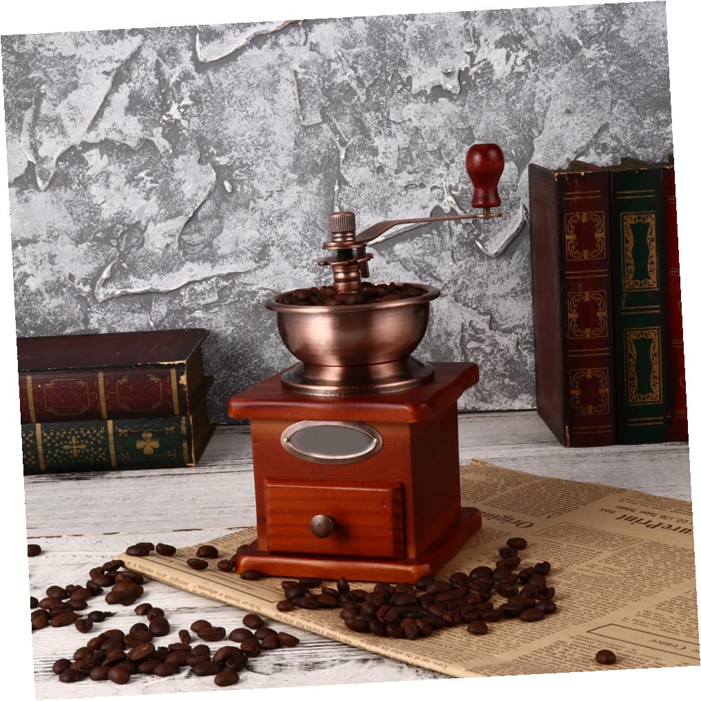Molinillo de Café Diseño Tradicional Adecuado como Obsequio de Navidad para Moler Granos Portátil Manual Cono de Cerámica y Cuerpo de Hierro