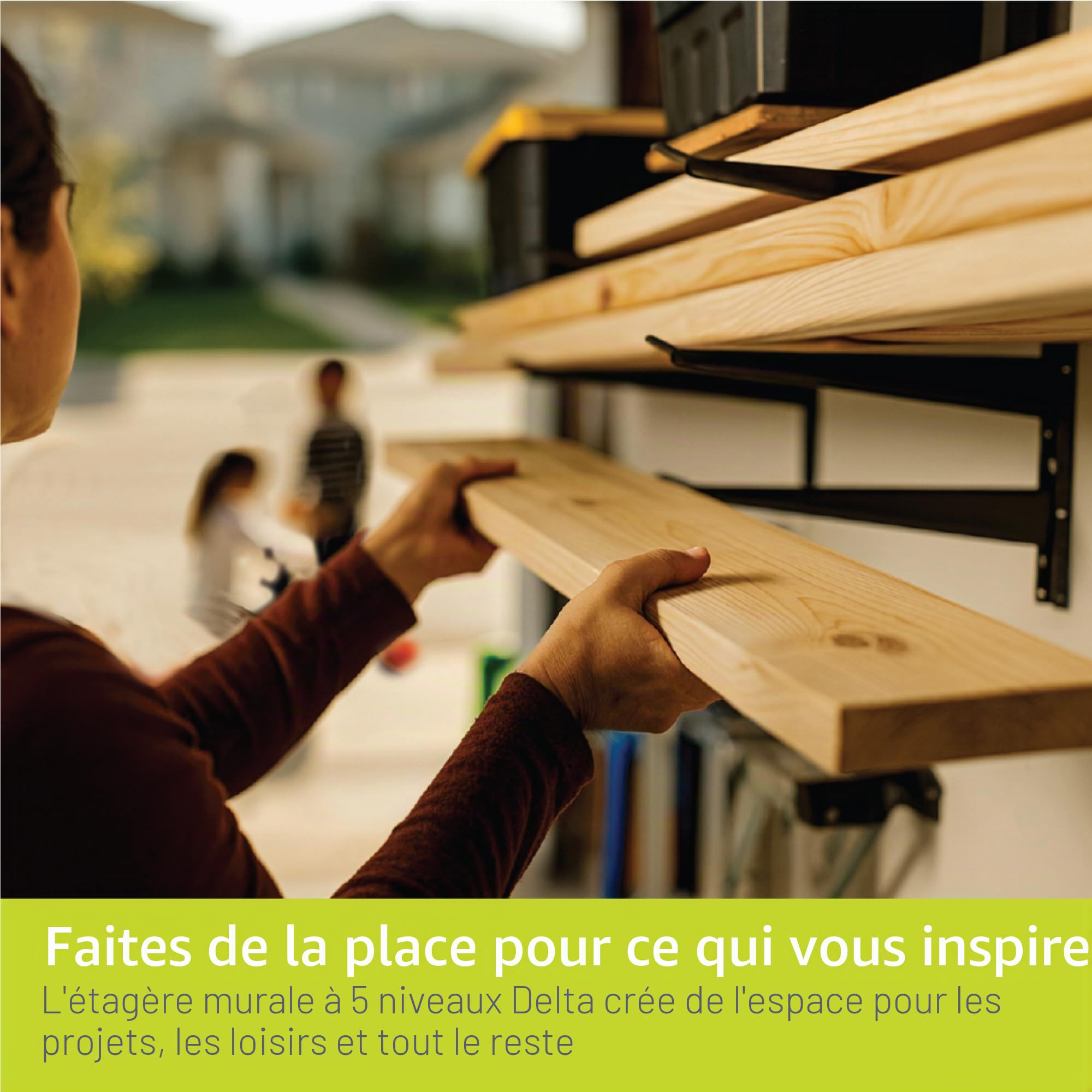 Delta Cycle & Home Étagère de Rangement en Bois et Acier Robuste pouvant Supporter jusqu'à 362,9 kg – Facile à Installer – Bras entièrement réglables – Rangement pour Garage