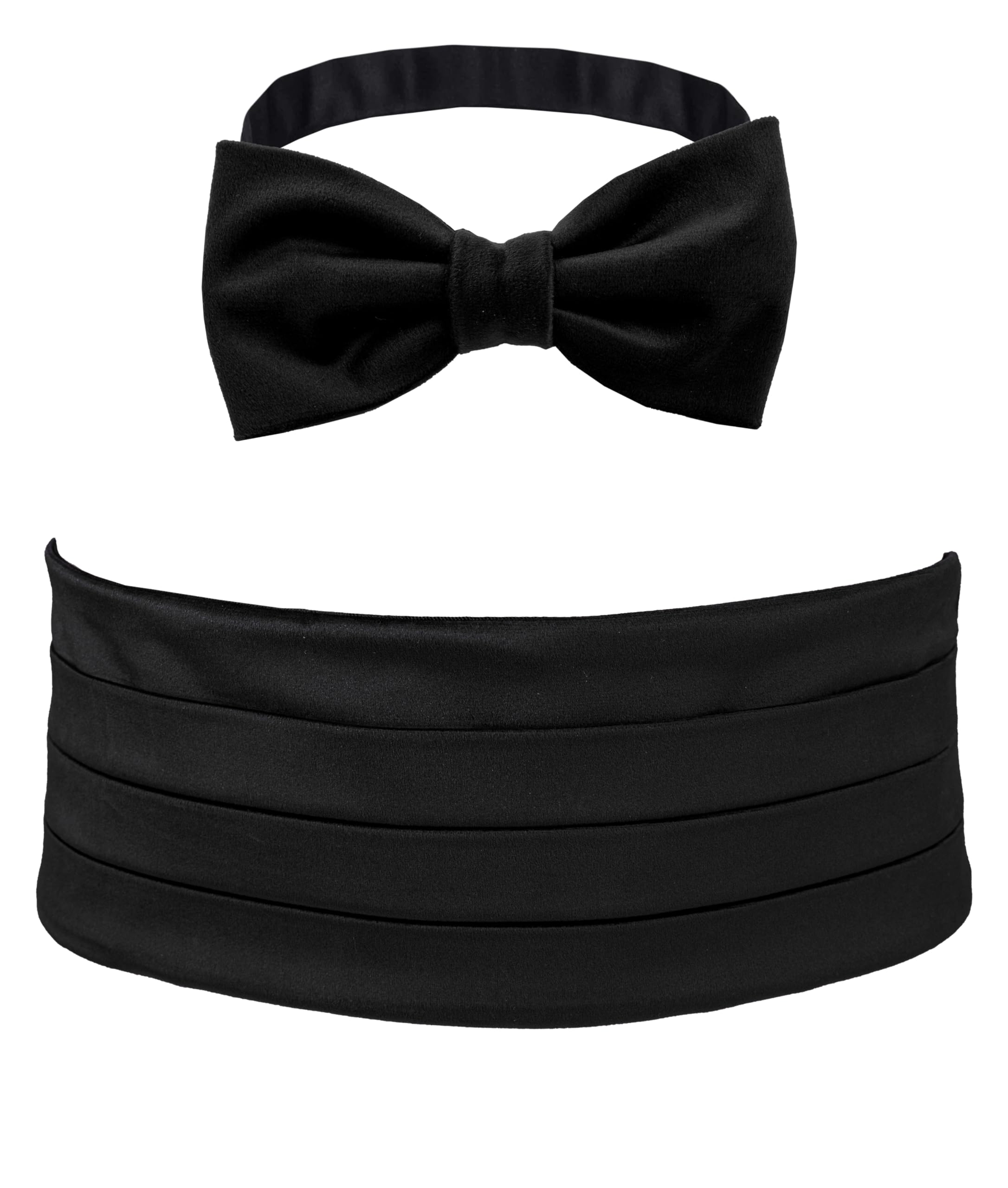 Set Kummerbund und Geknotete Fliege aus Samt, Einfarbig, Verstellbar, Made in Italy, Herren