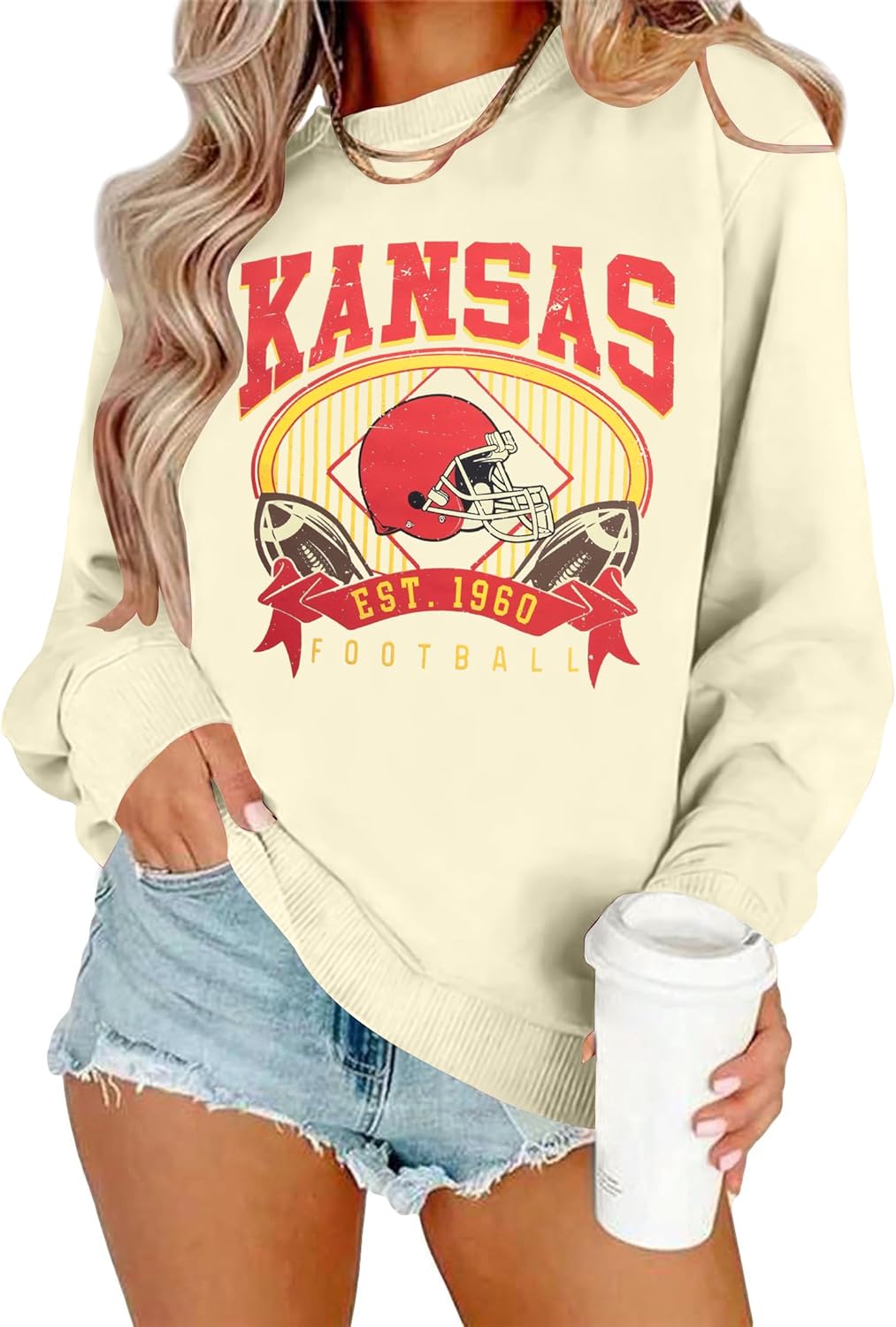 MYHALF Game Day Sweatshirt Football Shirts: Women Gameday Sequin Outfits Football Fan Game Day Shirt Long Sleeve Casual Tops